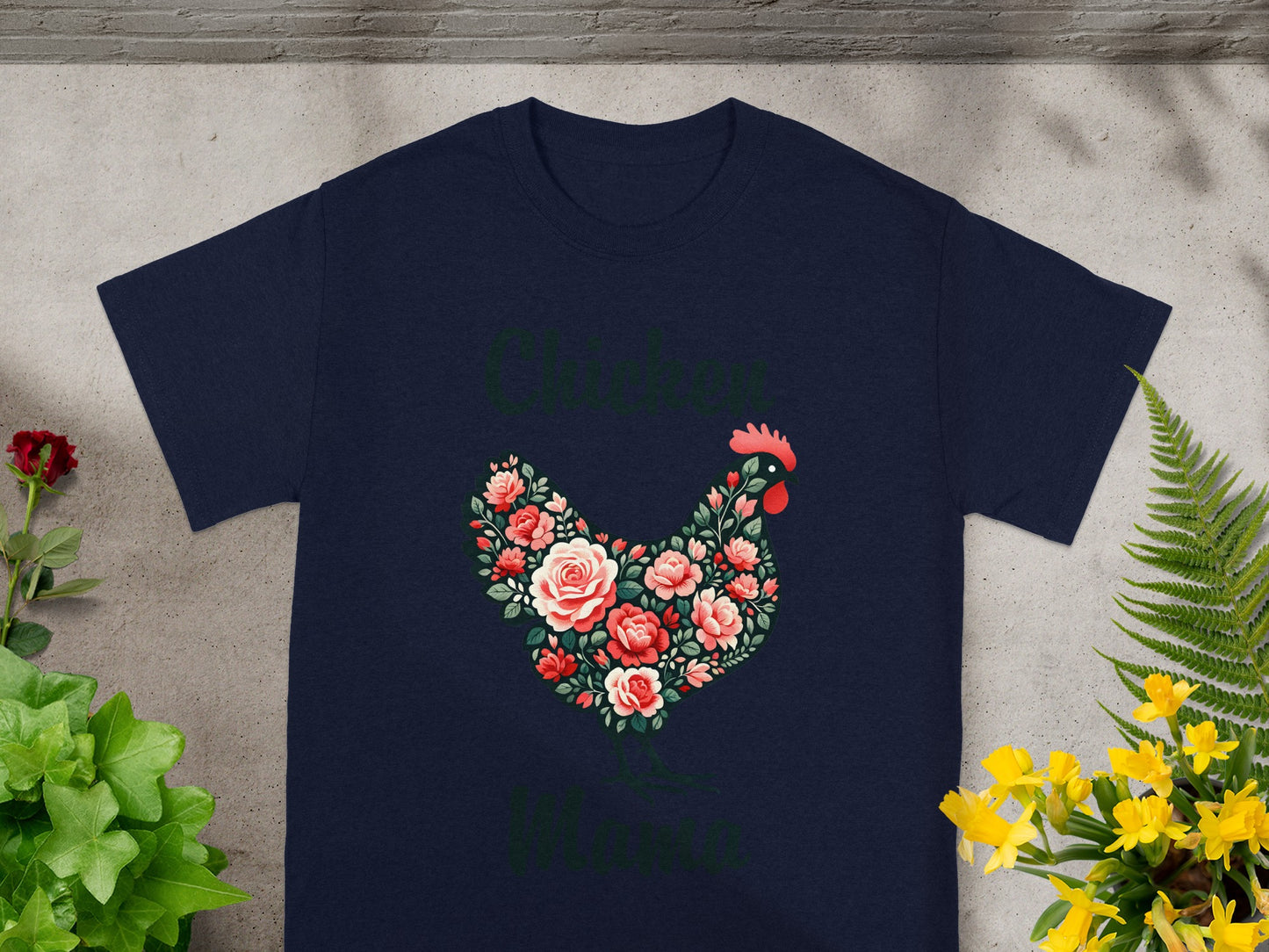 Floral Chicken Design Shirt for Animal Enthusiasts