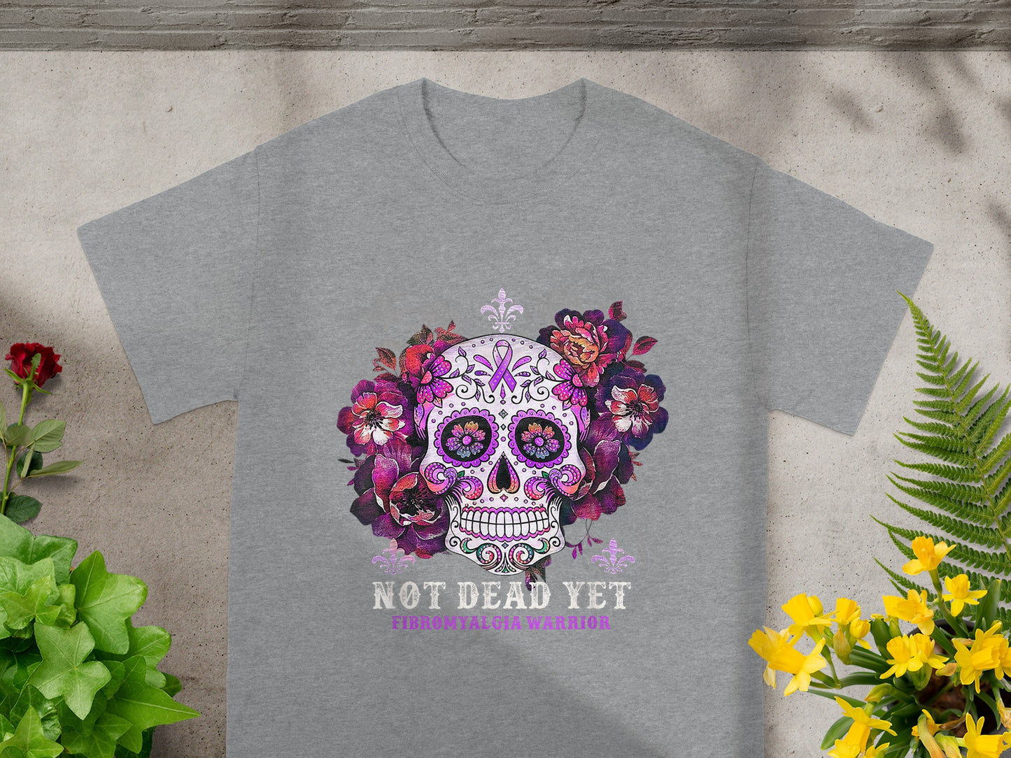 Not Dead Yet Fibromyalgia Warrior Skull Design Tee