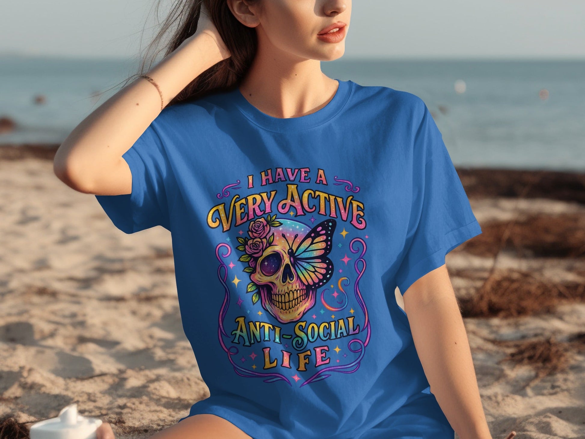 I Have A Very Active Anti-Social Life Skull T-shirt