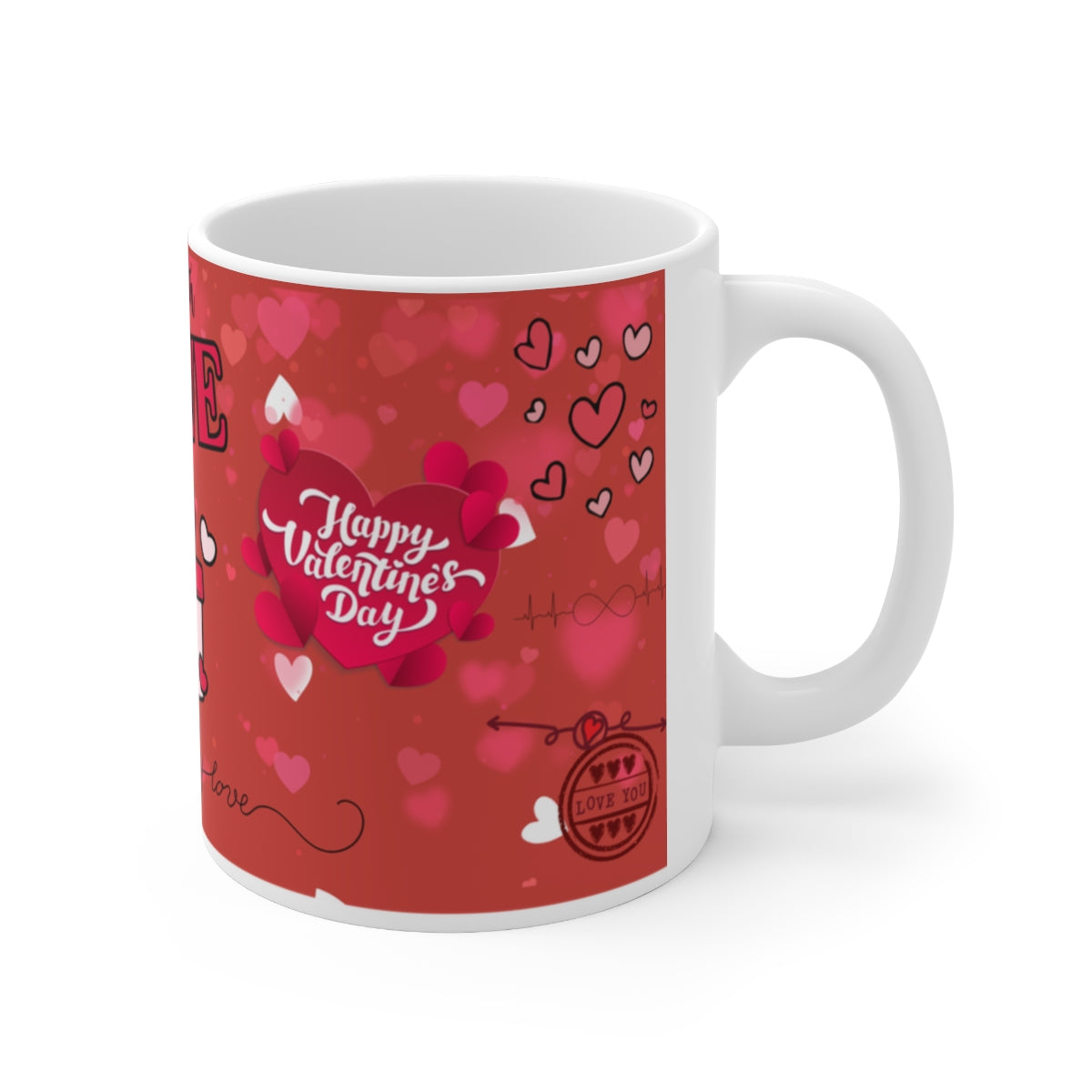 Happy Valentine's Day Love You Heart Design Mug