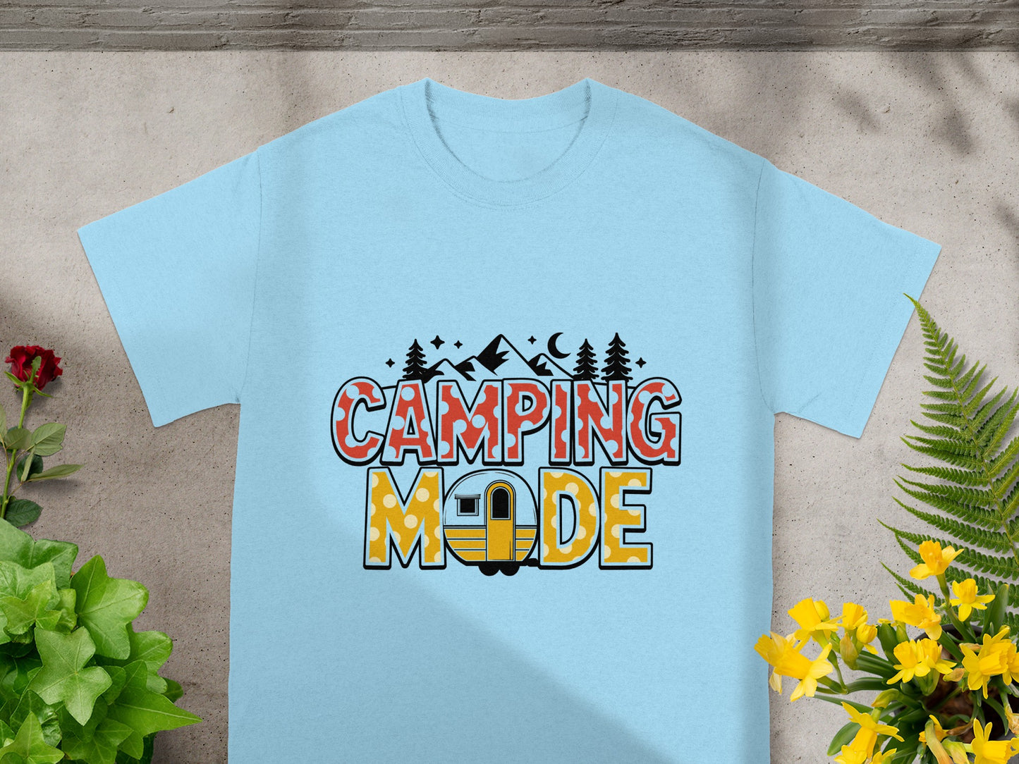 Camping Mode Graphic Printed T-Shirt Fun Design