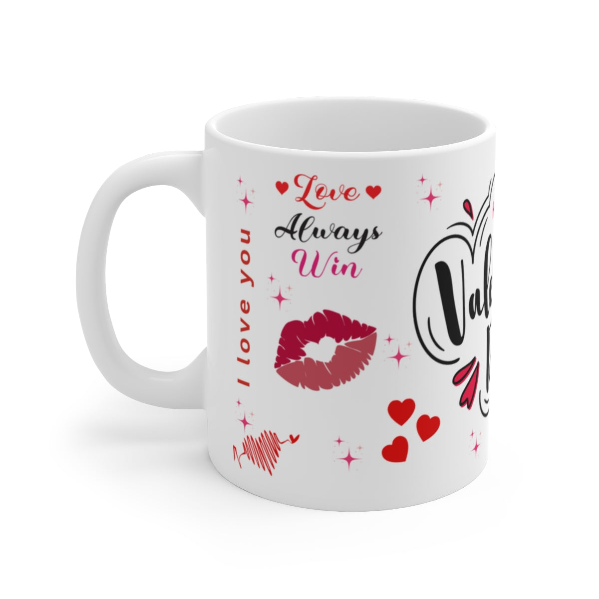 Love Always Wins Valentine's Day Mug with Hearts