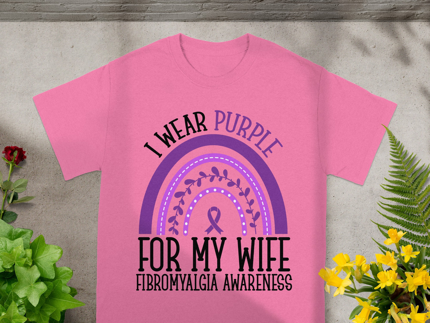 I Wear Purple For My Wife Fibromyalgia Awareness Shirt