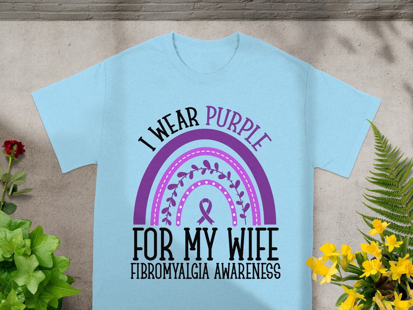 I Wear Purple For My Wife Fibromyalgia Awareness Shirt