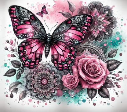 Pink flowers with roses