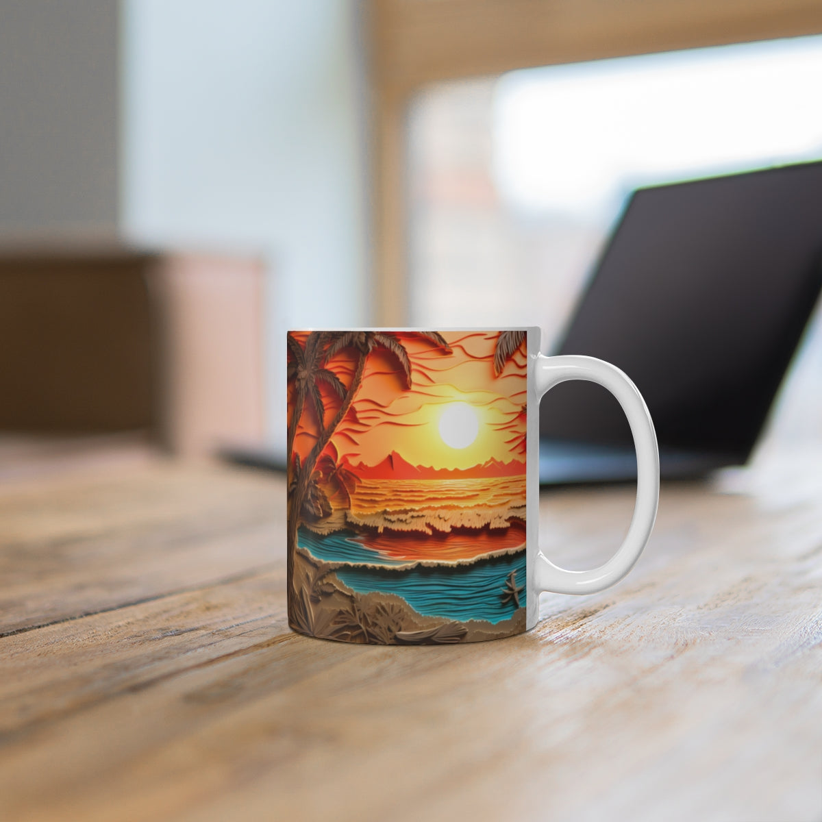 Tropical Sunset Scenic Print Coffee Mug for Nature Lovers