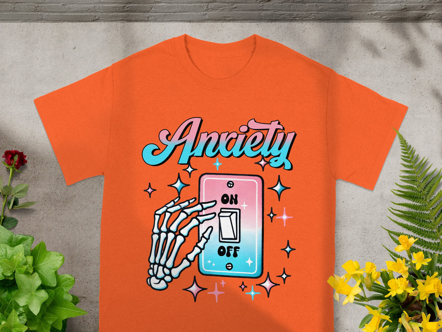 Anxiety On Off Switch Skeleton Hand Graphic Shirt