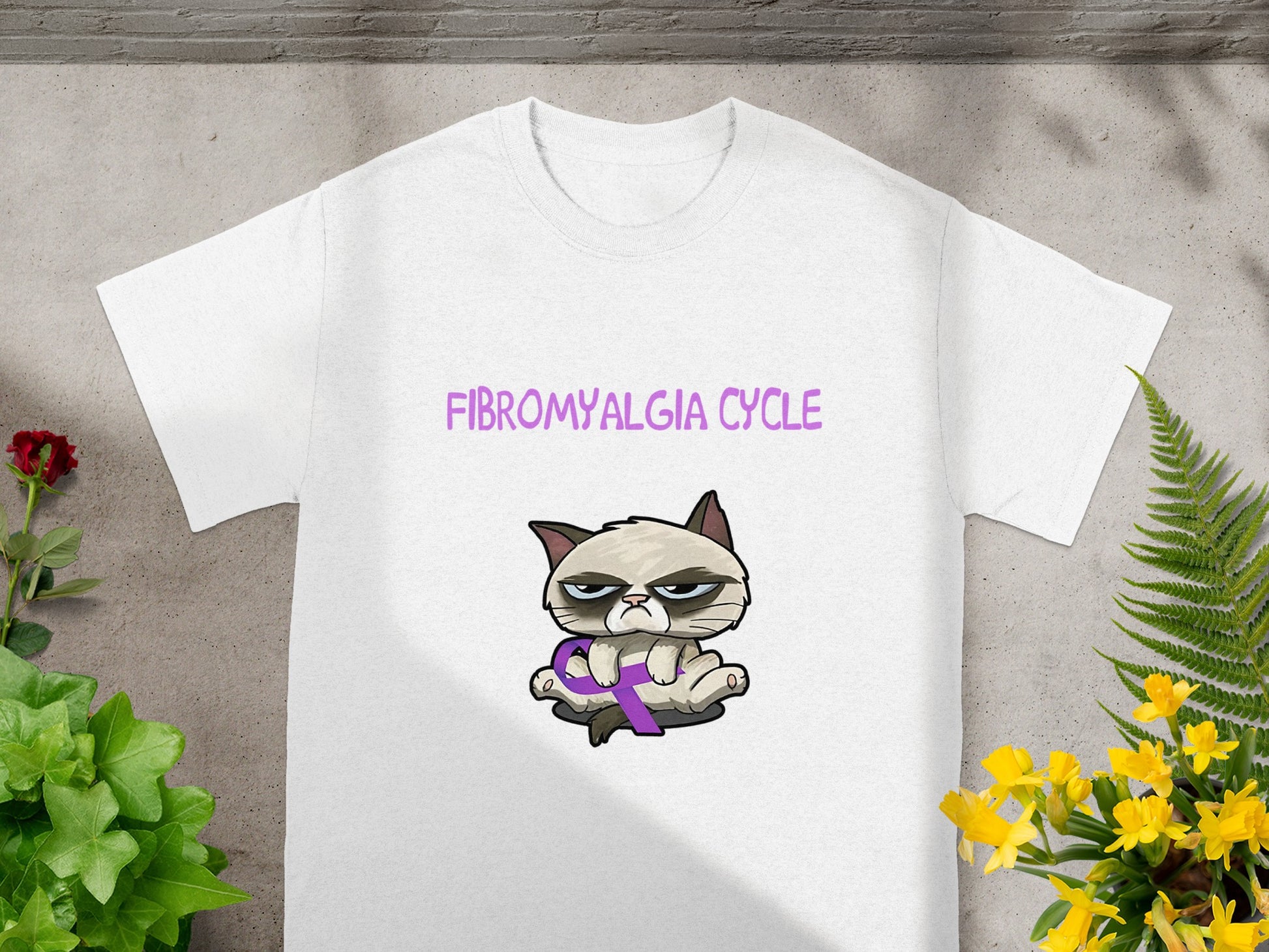 Fibromyalgia Cycle Funny Cat Graphic T-shirt