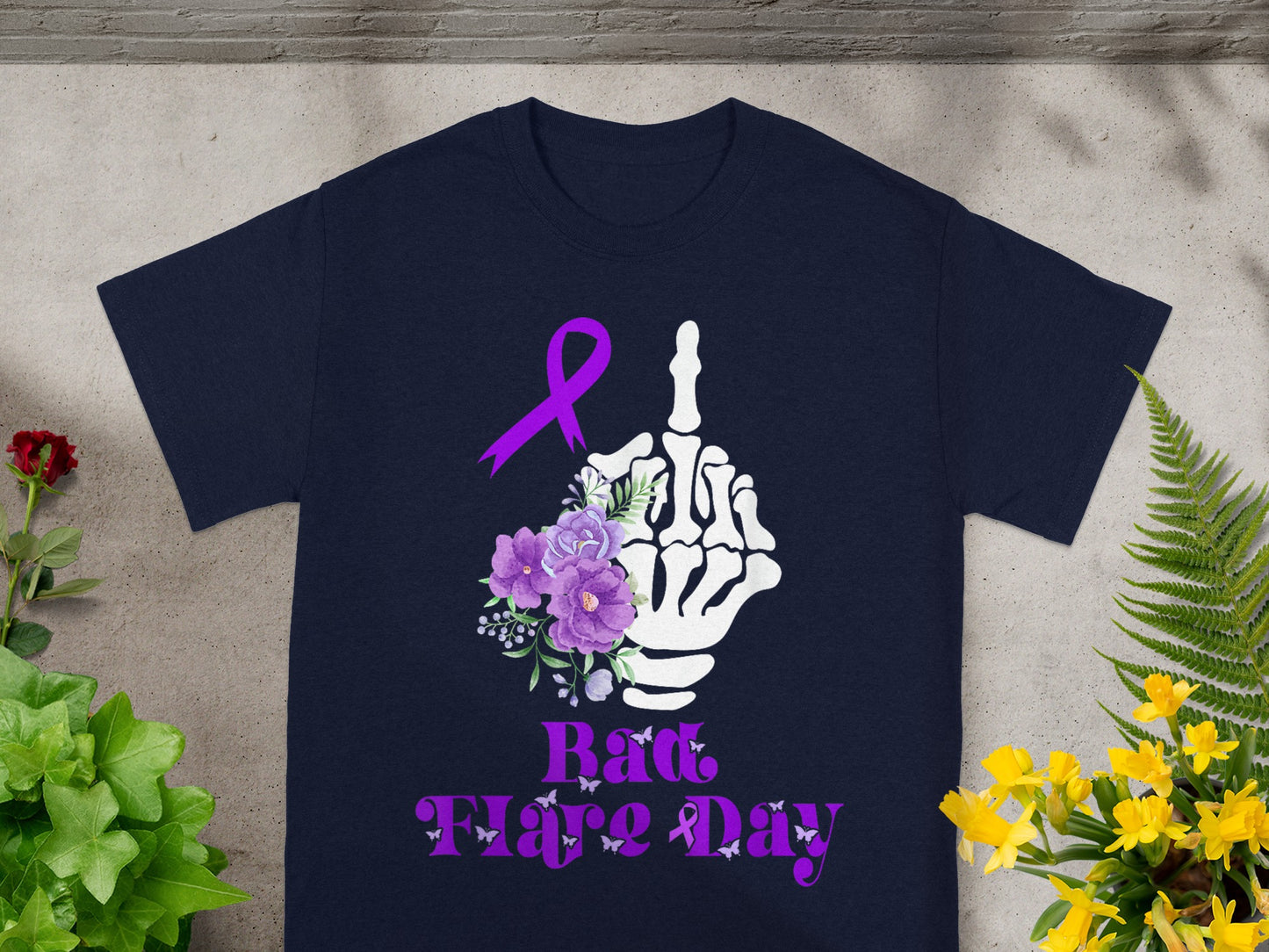 Bad Flare Day Skeleton Hand With Flowers Shirt