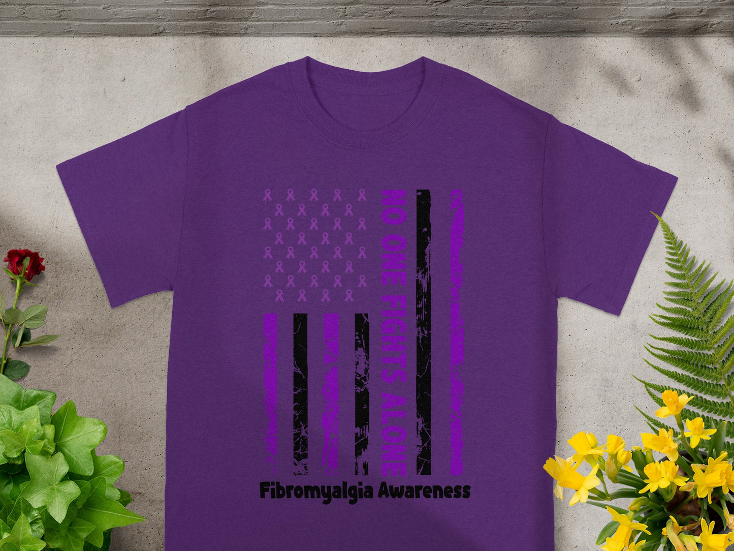No One Fights Alone Fibromyalgia Awareness Shirt