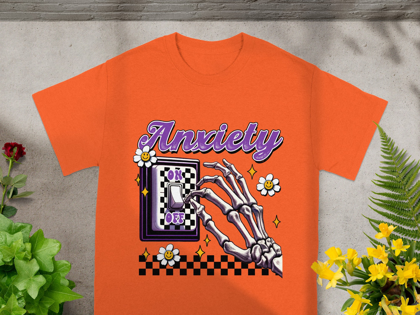 Anxiety On Off Switch Skeleton Hand Design Shirt
