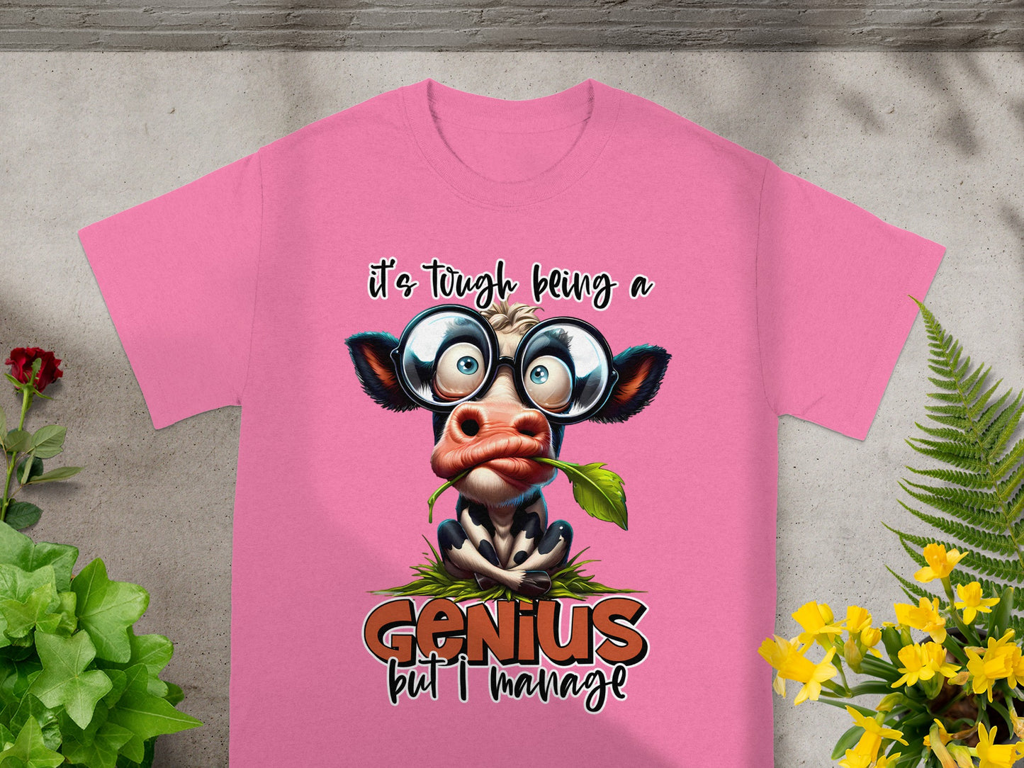 Funny Cow Design It's Tough Being a Genius Shirt