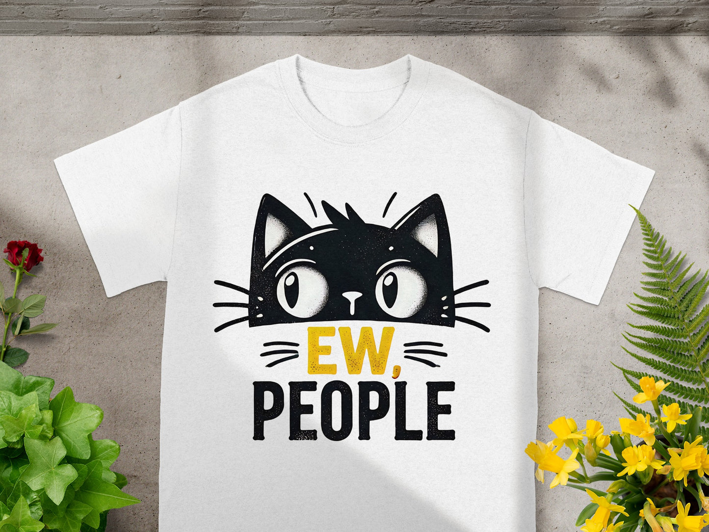 Ew People Cat Graphic T-shirt Fun Novelty Graphic Tee