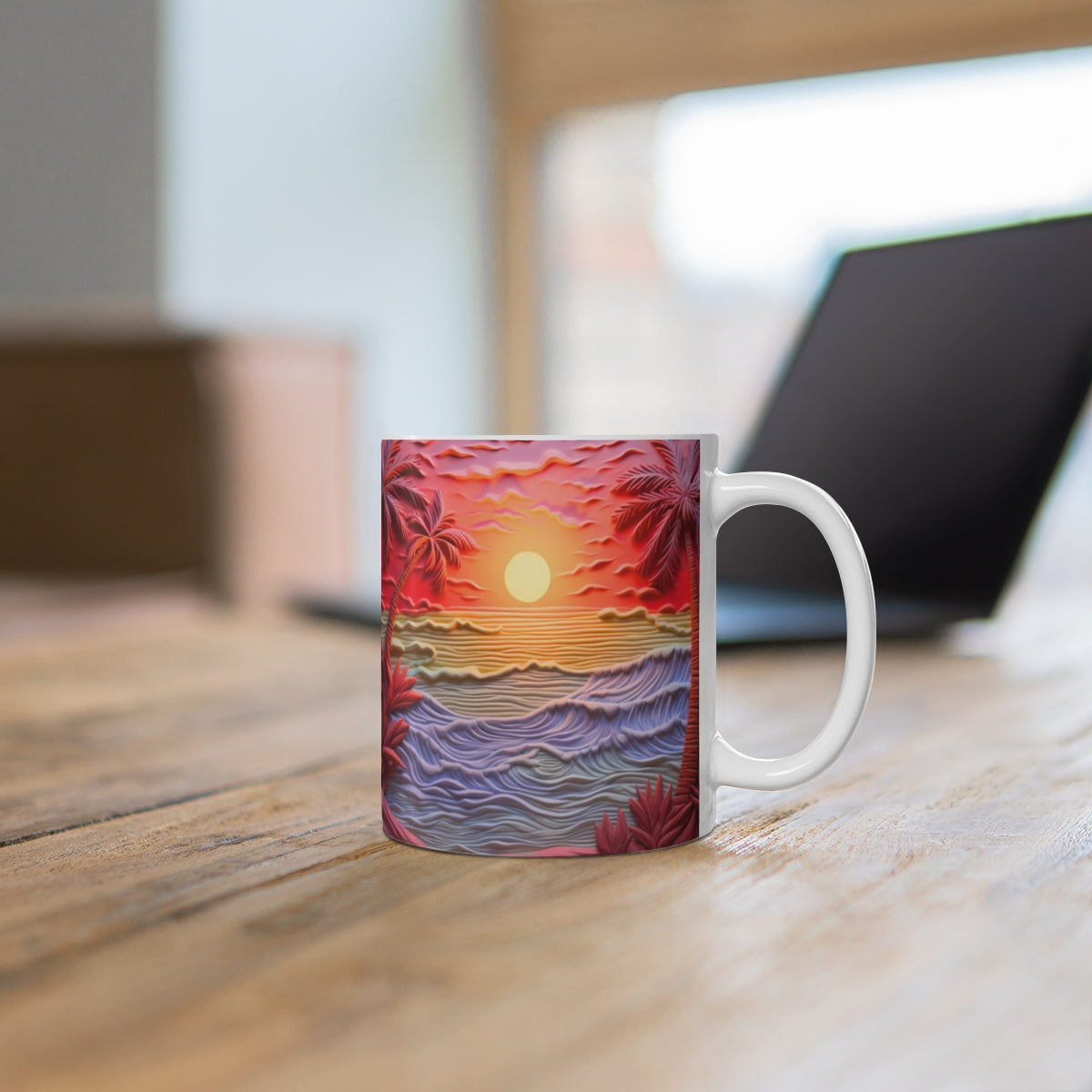 Colorful Sunset Beach Tropical Design Mug