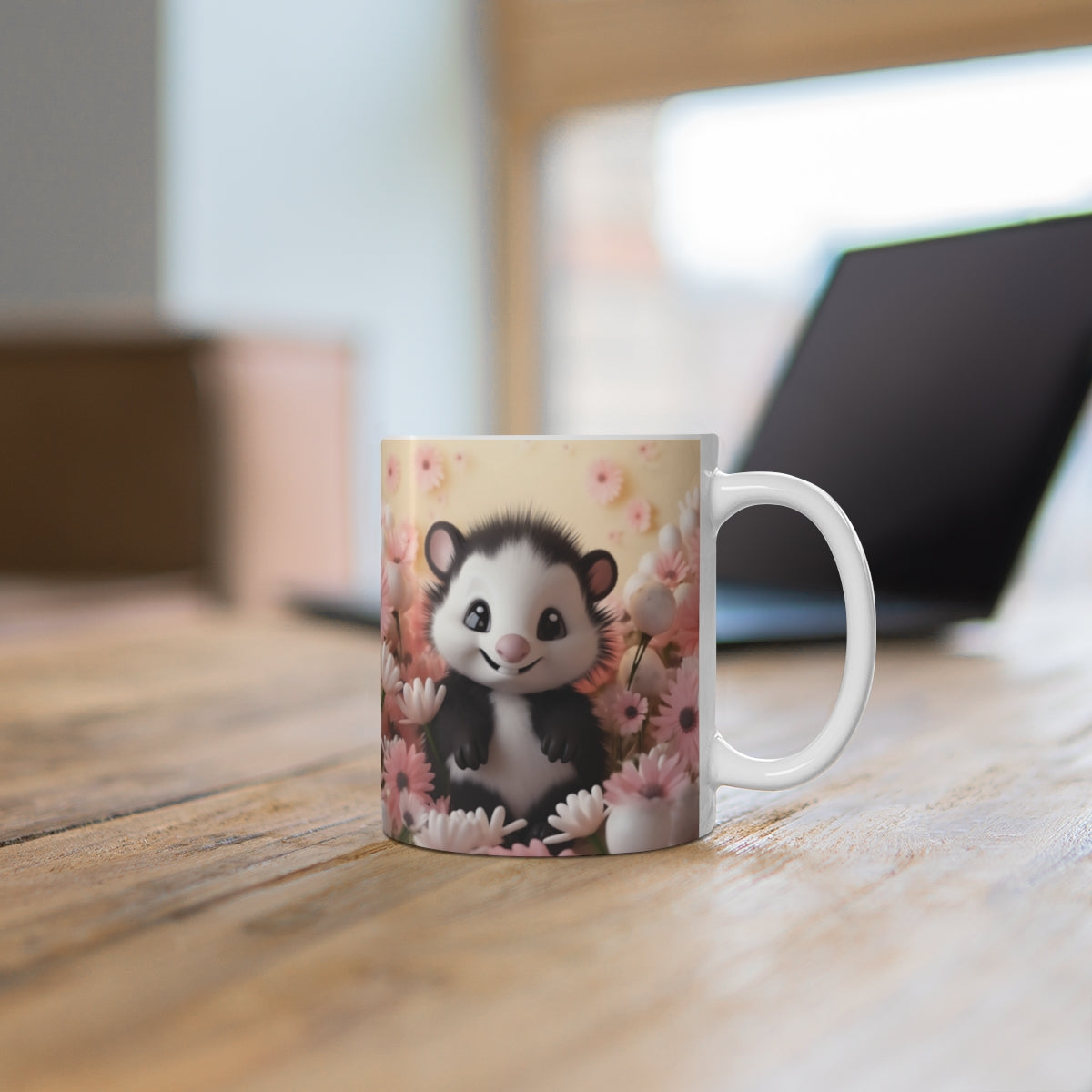 Cute Baby Animal with Flowers Design Mug