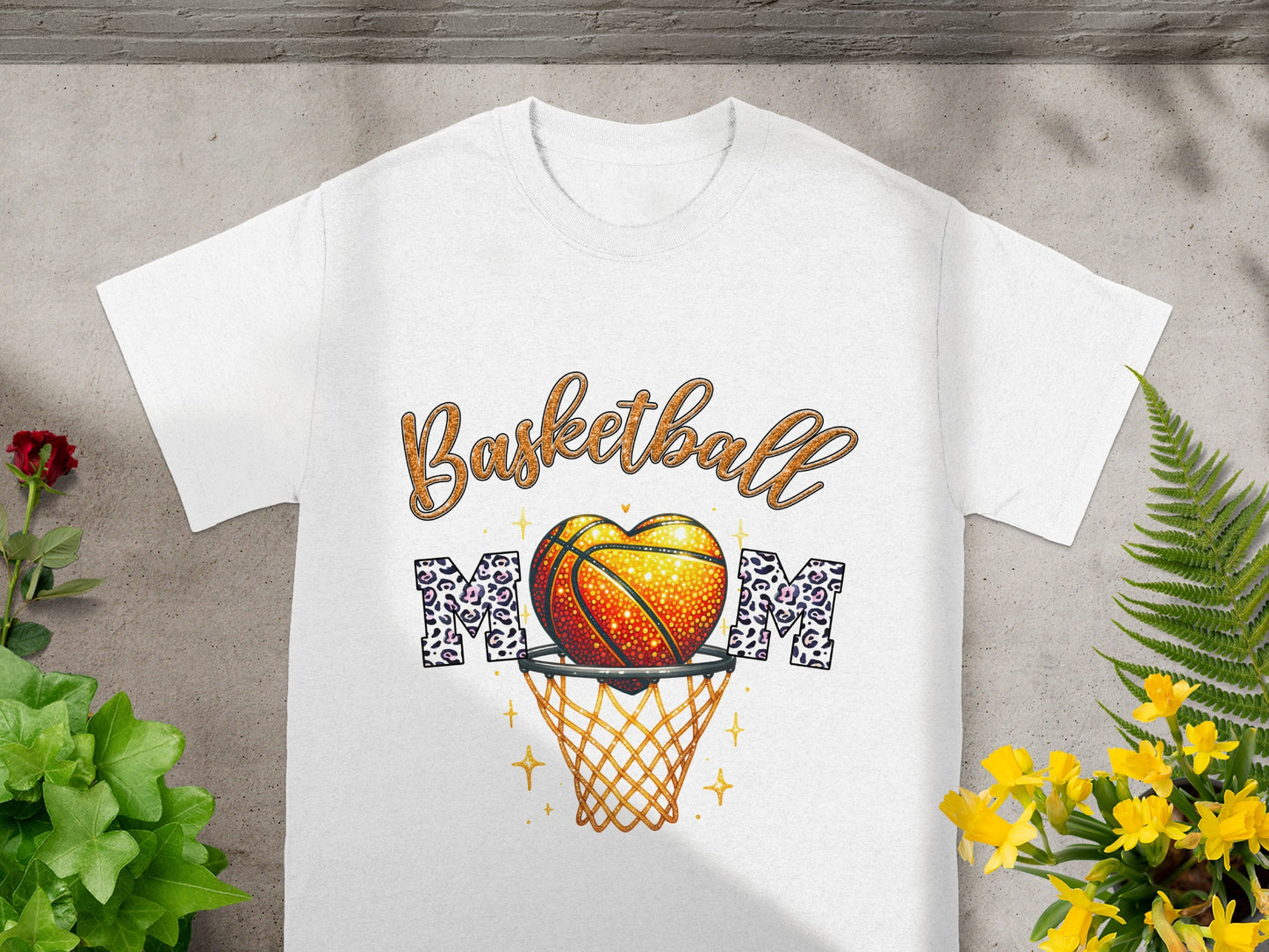 Basketball Mom Leopard Print Heart T-Shirt Product
