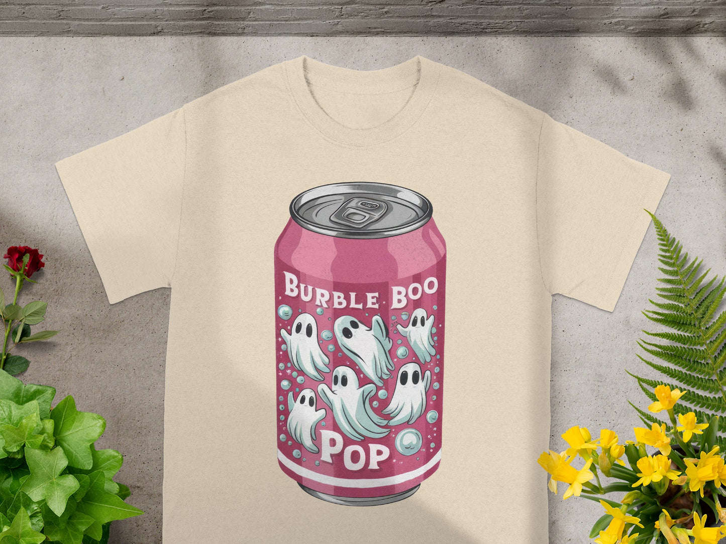 Pink Burble Boo Pop Soda Can Design T-Shirt