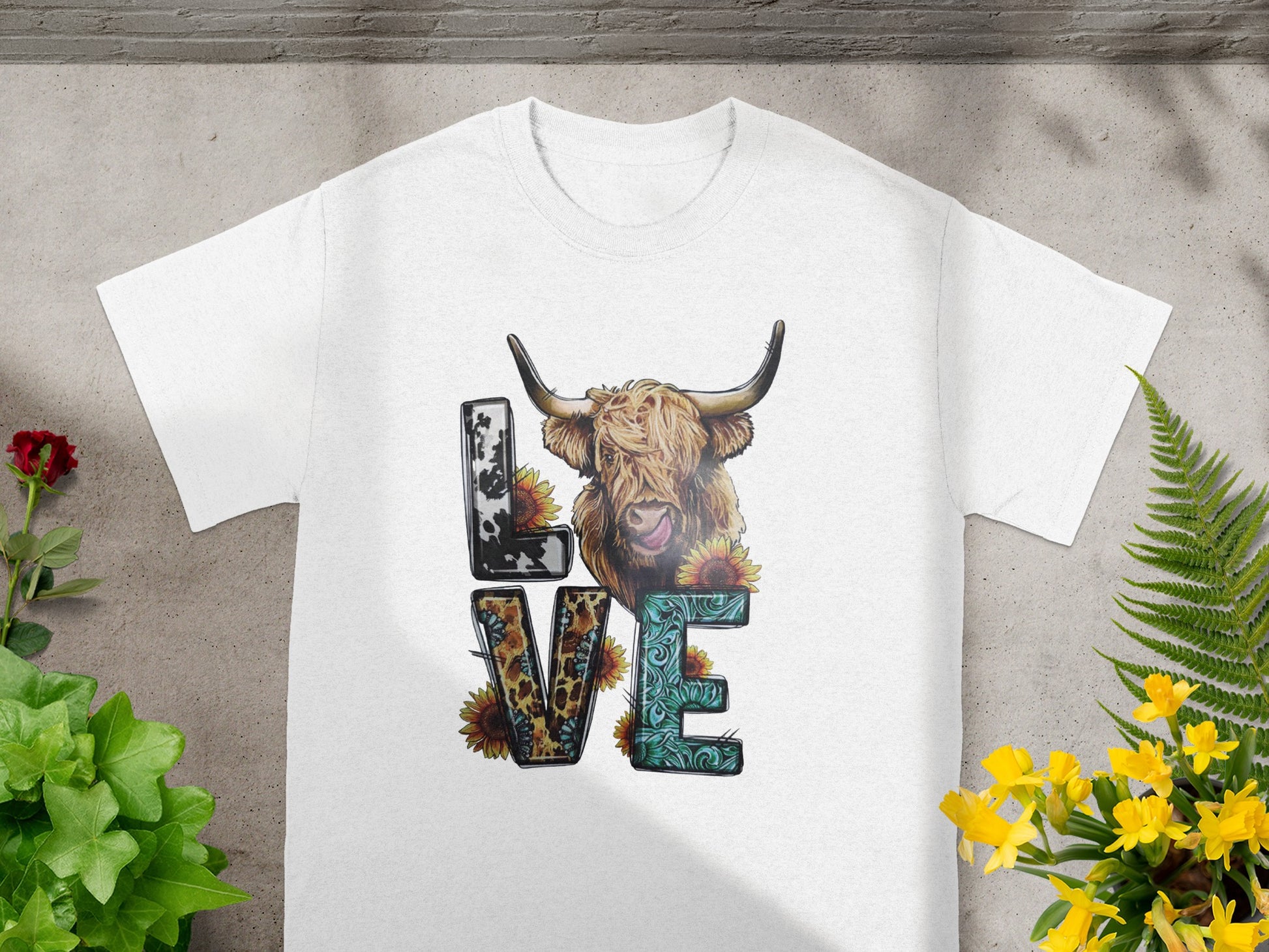 Highland Cow Love Graphic Unisex Tee Shirt