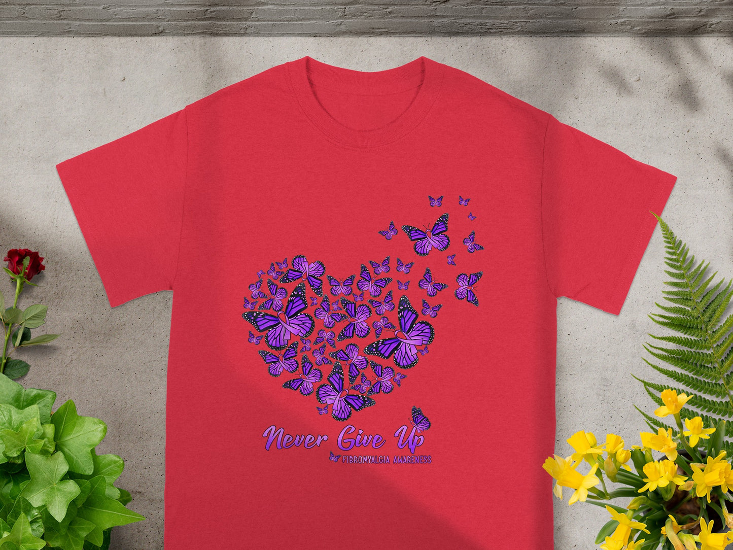 Never Give Up Fibromyalgia Awareness Shirt Product
