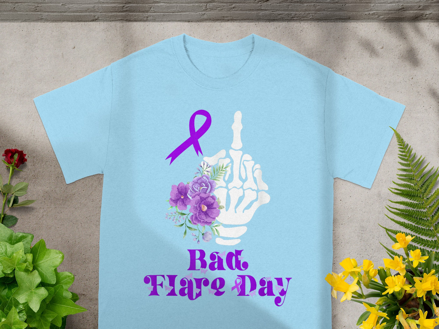 Bad Flare Day Skeleton Hand with Ribbon T-Shirt
