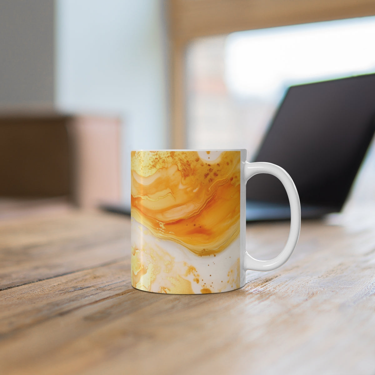 Stylish Orange and White Swirl Design Mug