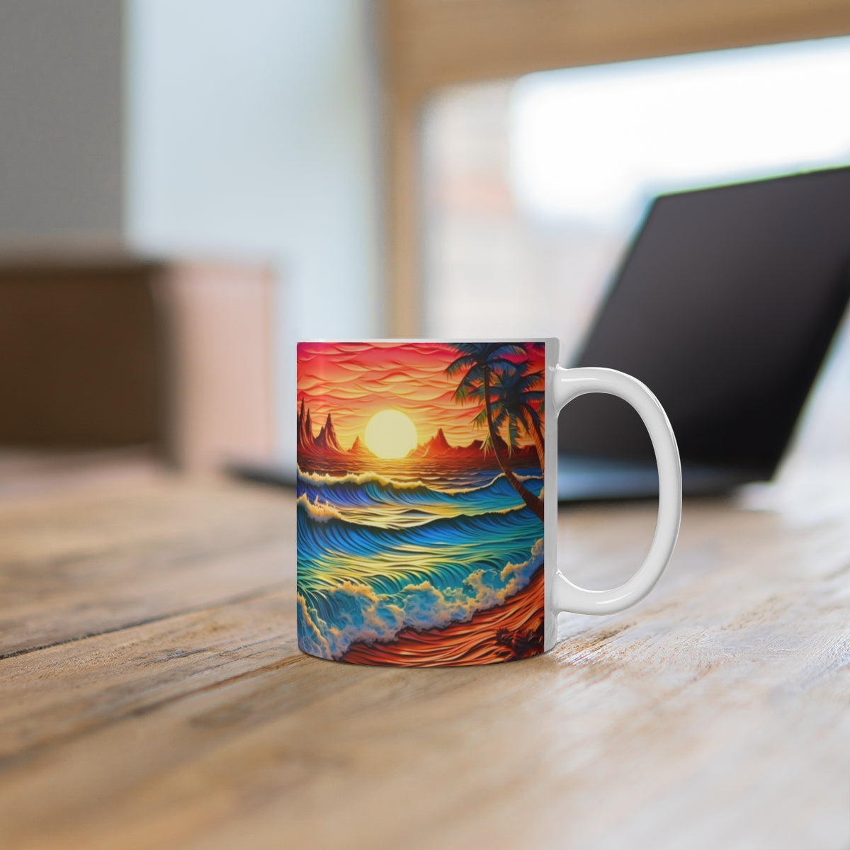 Vibrant Tropical Sunset Design Coffee Mug Product