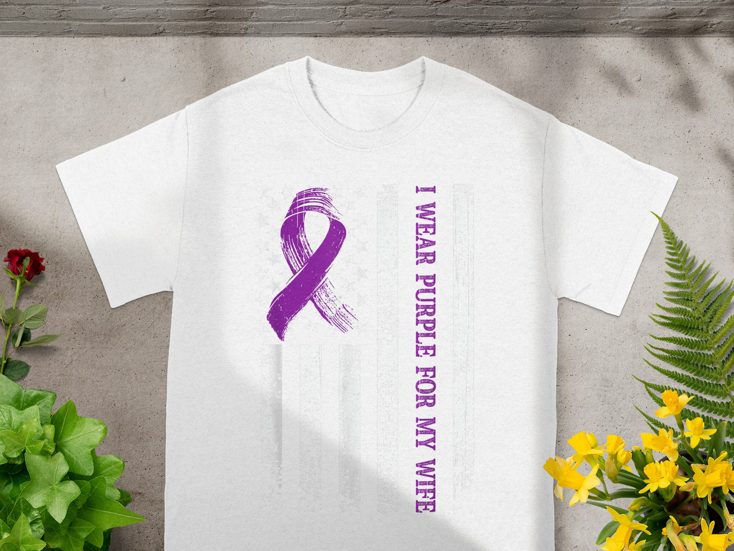 I Wear Purple for My Wife Support Awareness Shirt