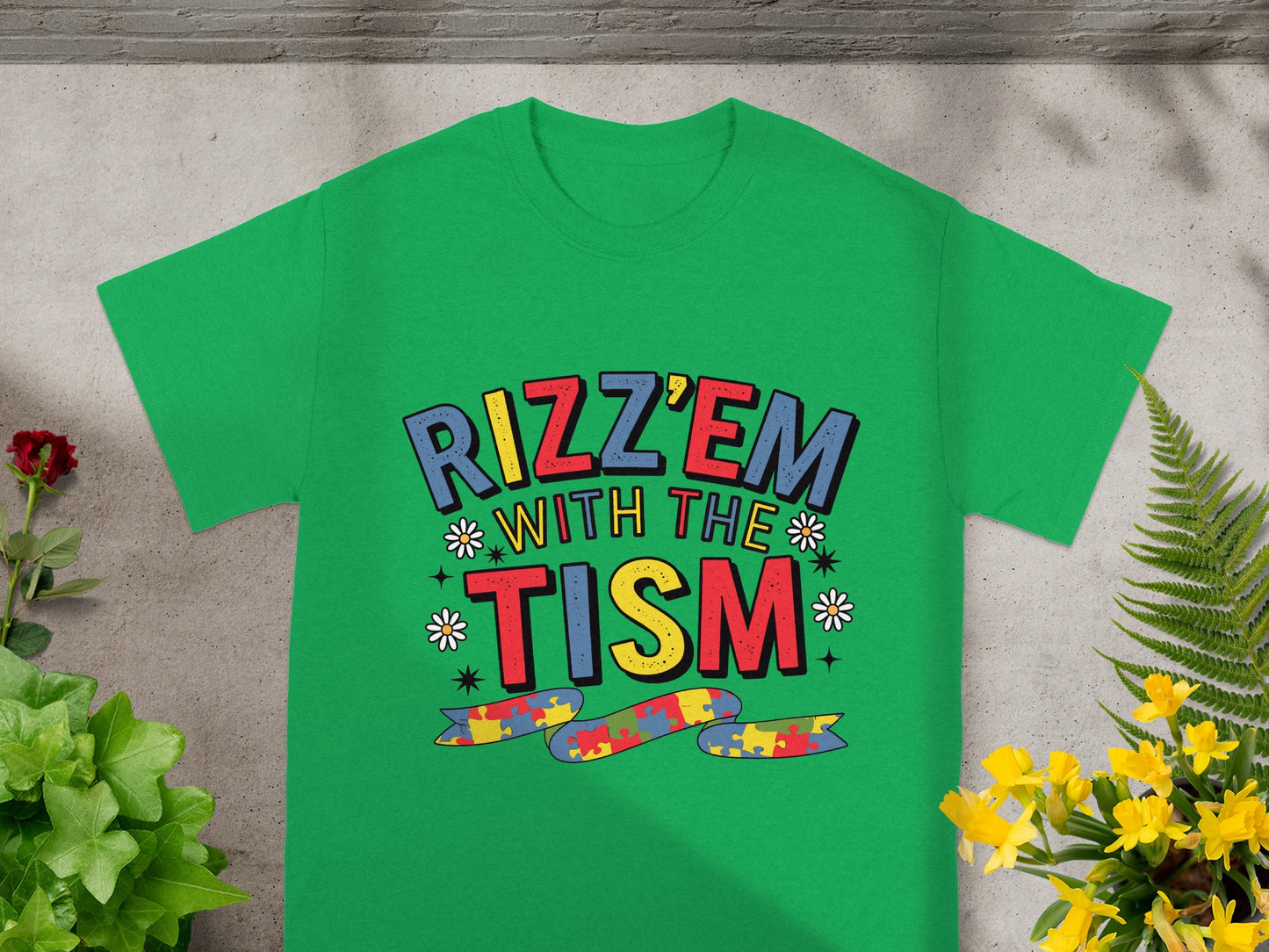 Rizz'Em With The Tism Colorful Fun Typography T-shirt
