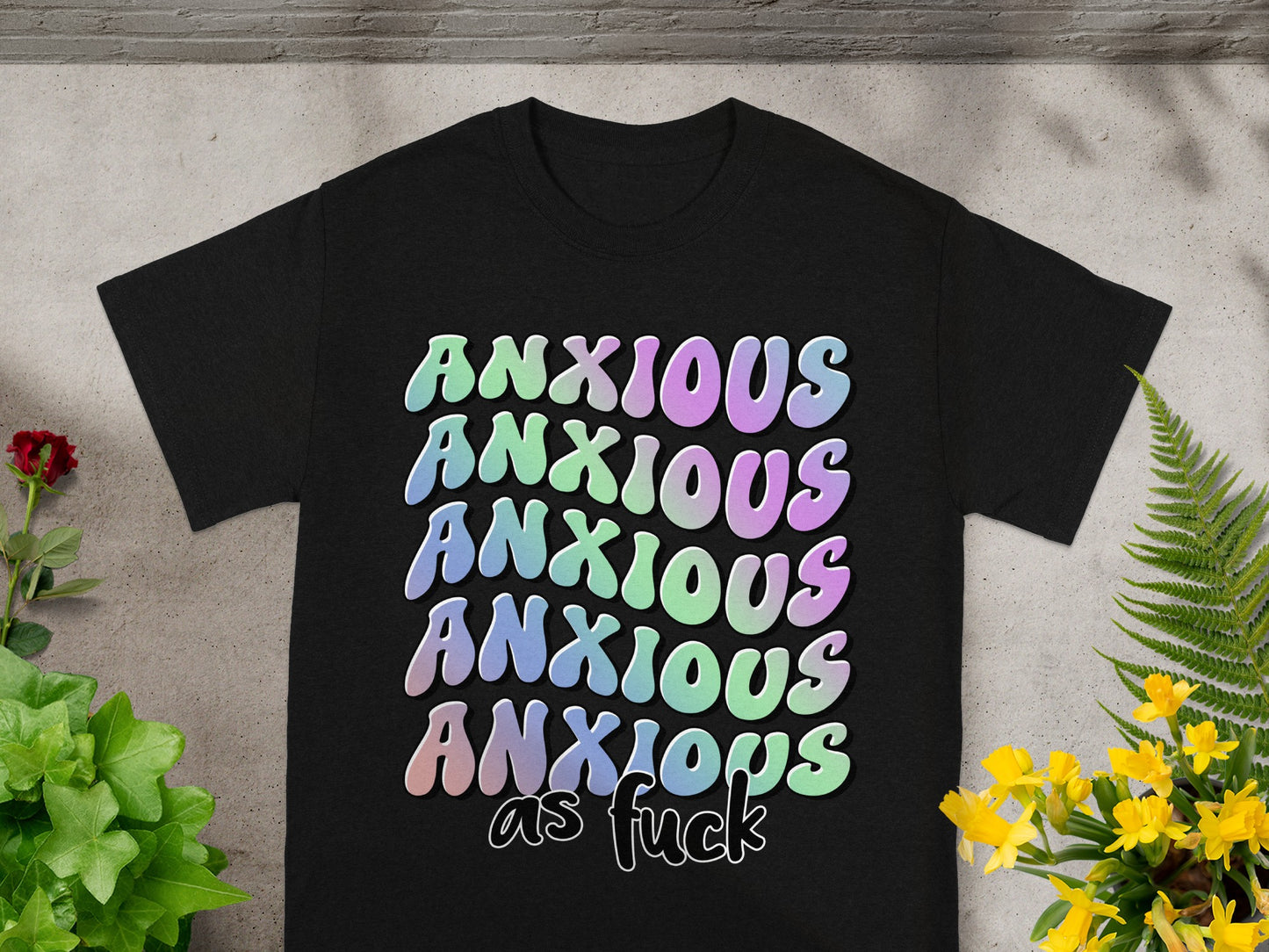 Anxious As Fuck Multicolor Graphic T-shirt
