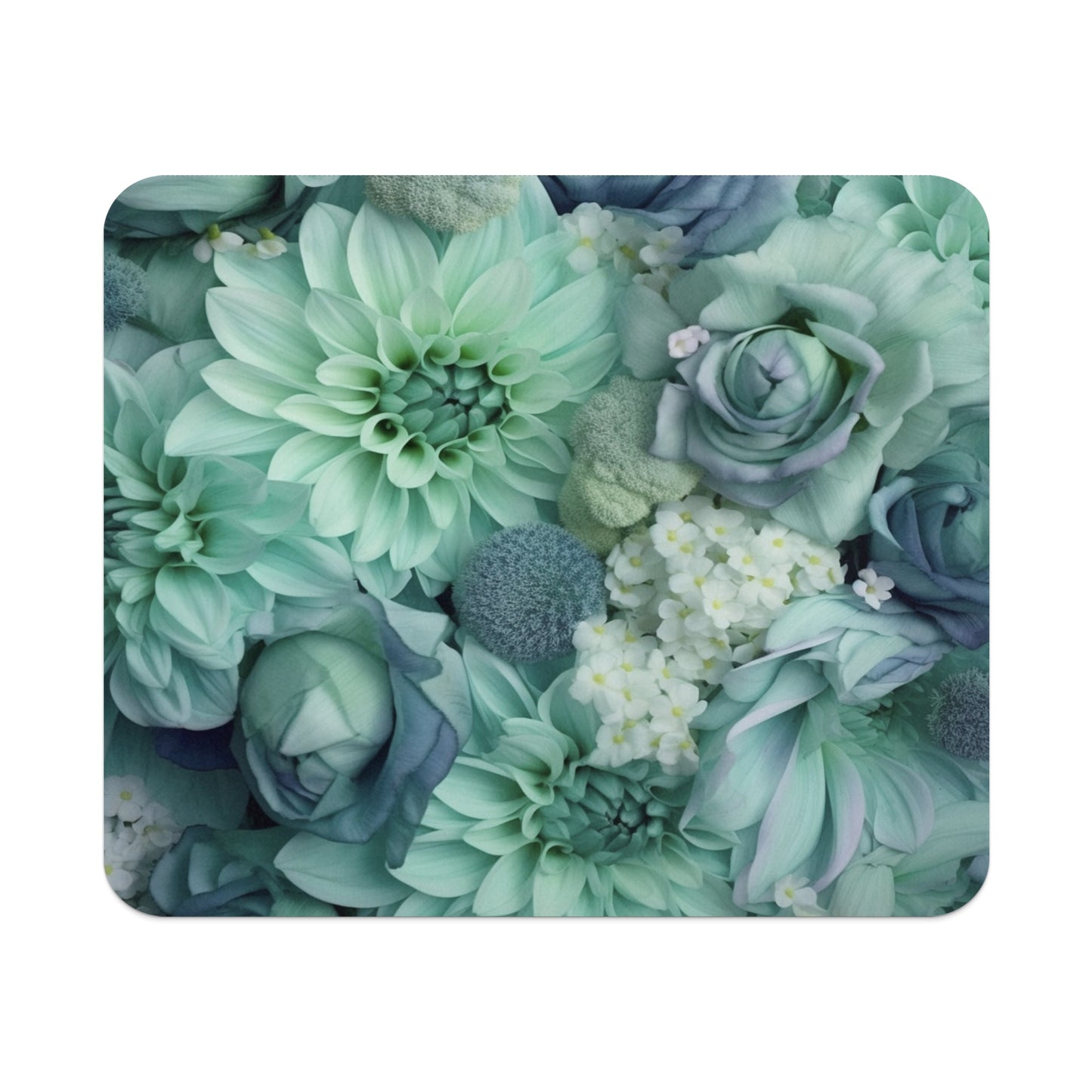 Floral Pattern in Shades of Green Mouse Pad