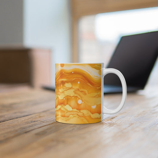 Vibrant Abstract Orange Ceramic Mug for Coffee Lovers