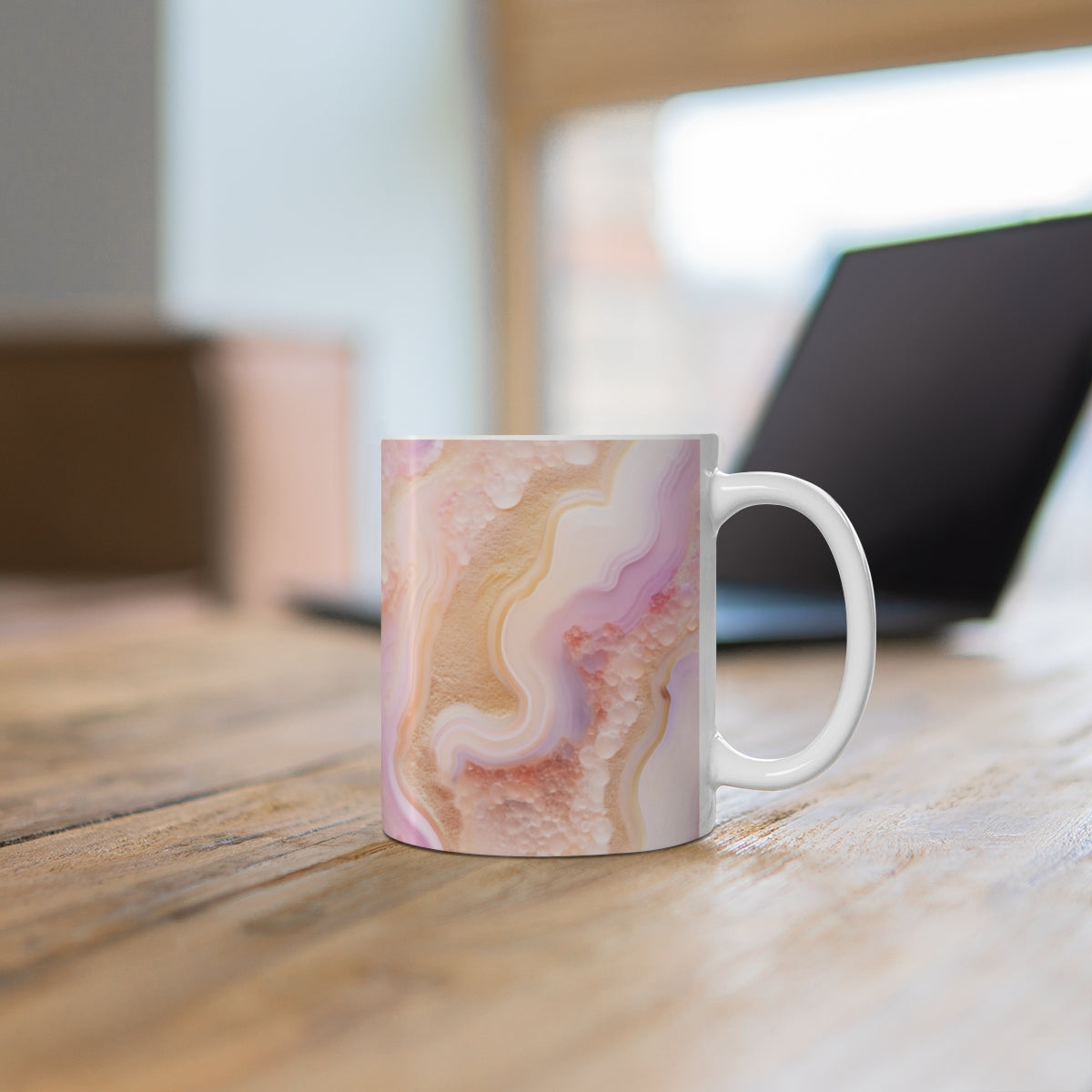 Pink and Beige Geode Pattern Coffee Mug