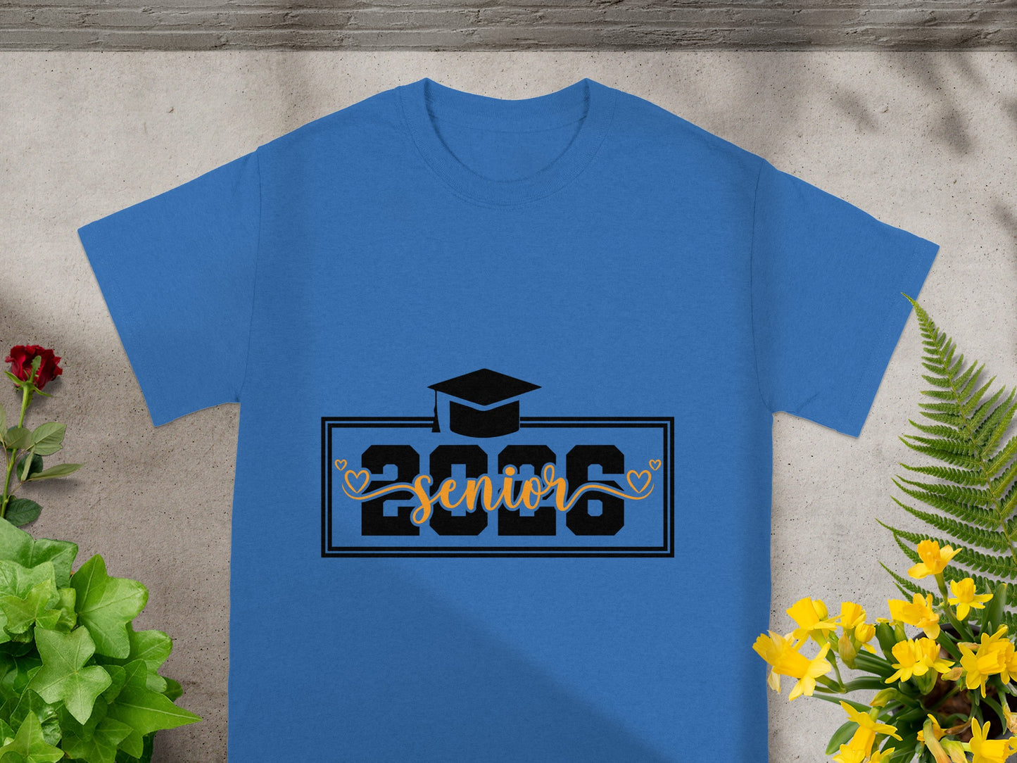 2026 Senior Graduation T-Shirt with Cap and Hearts Design