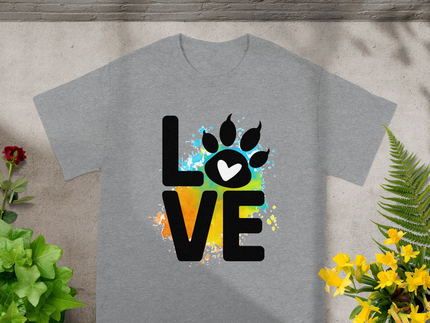 Colorful Paw Print Love Graphic T-Shirt Product