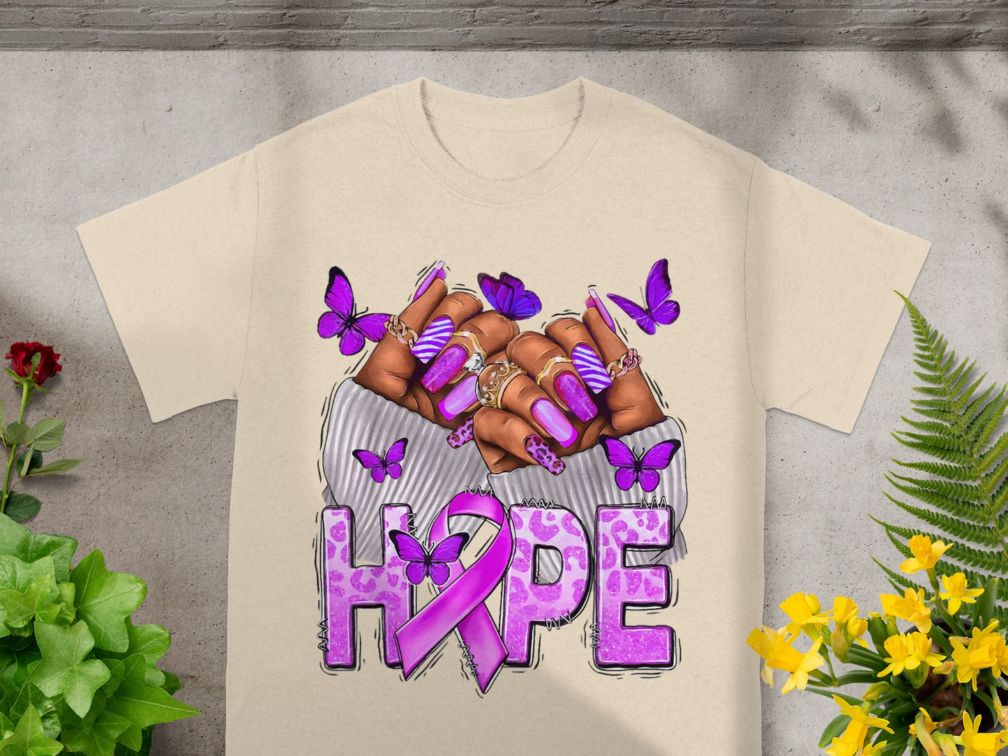 Hope and Butterfly Design T-Shirt for Awareness