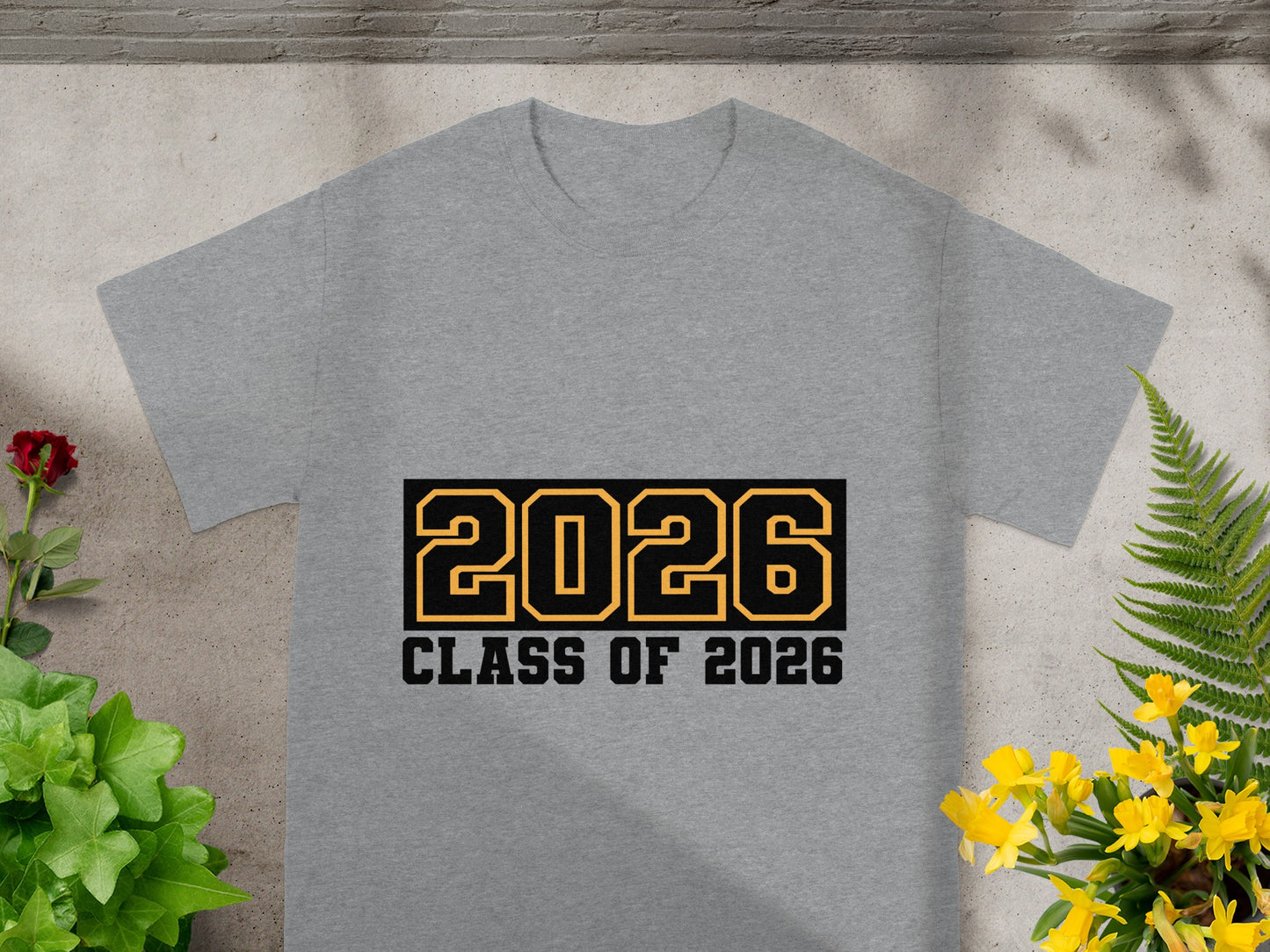Class of 2026 Bold Yellow Numbers Graphic T-shirt