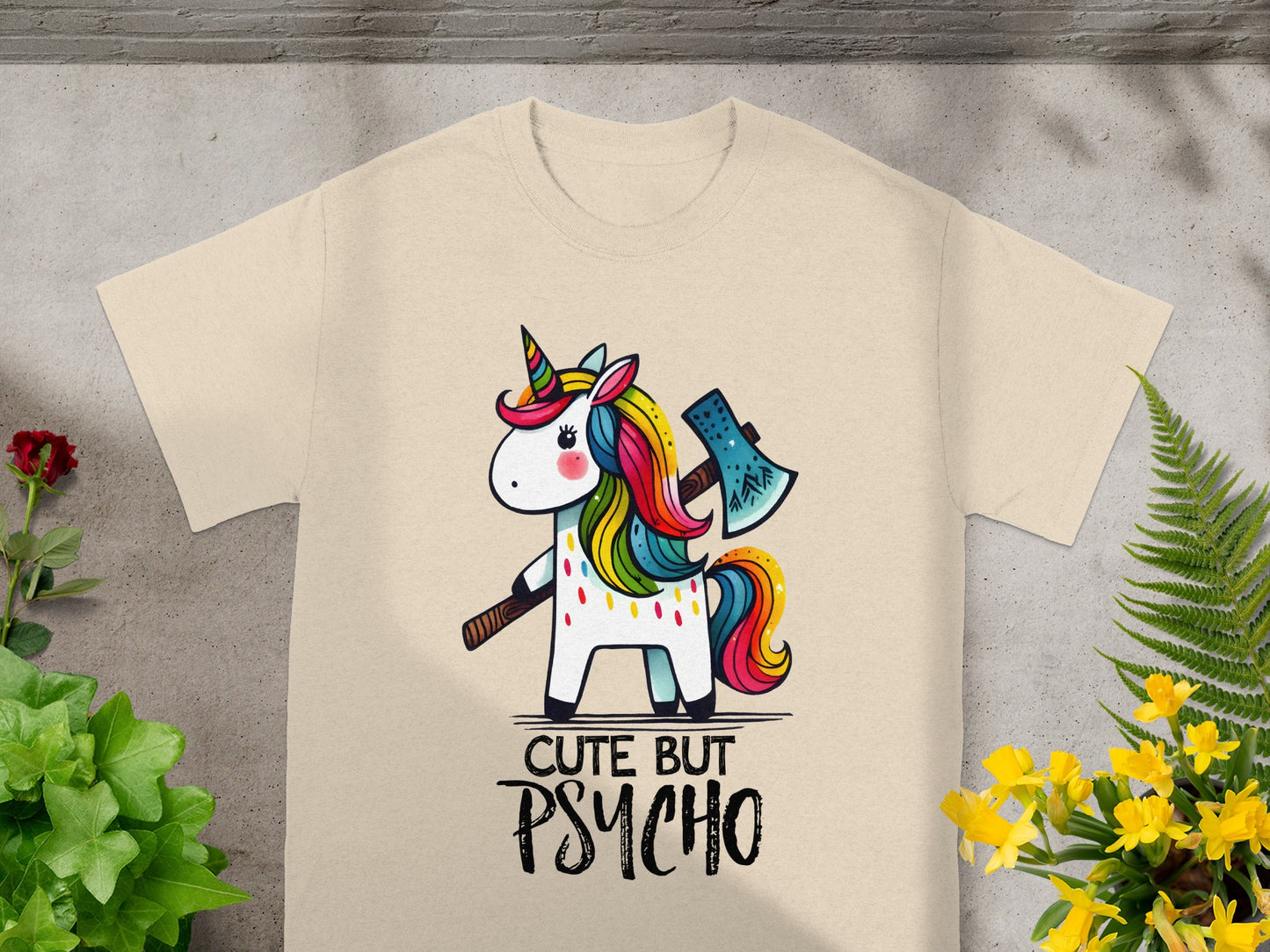 Cute But Psycho Funny Unicorn Graphic T-Shirt