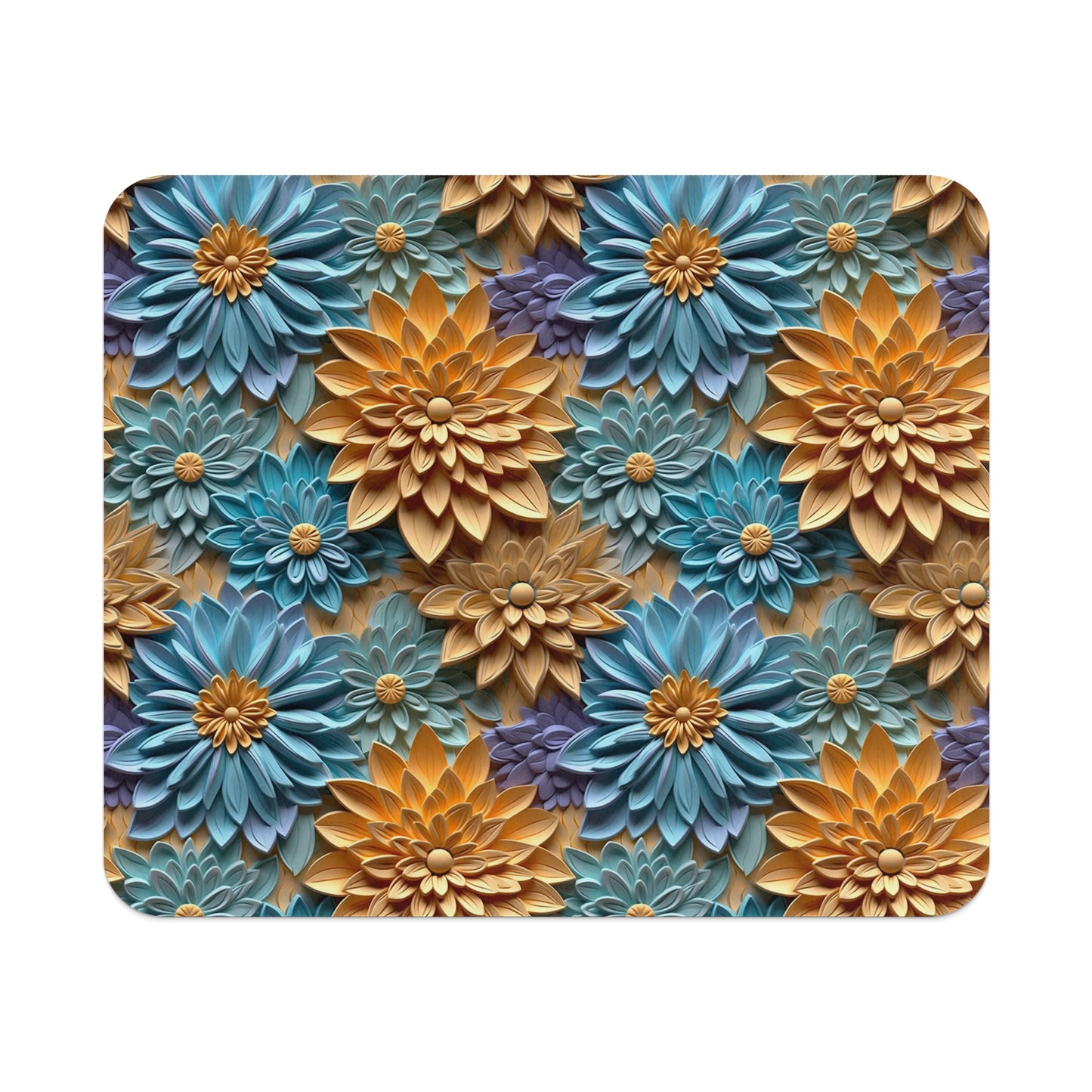 Colorful Layered Floral Design Mouse Pad