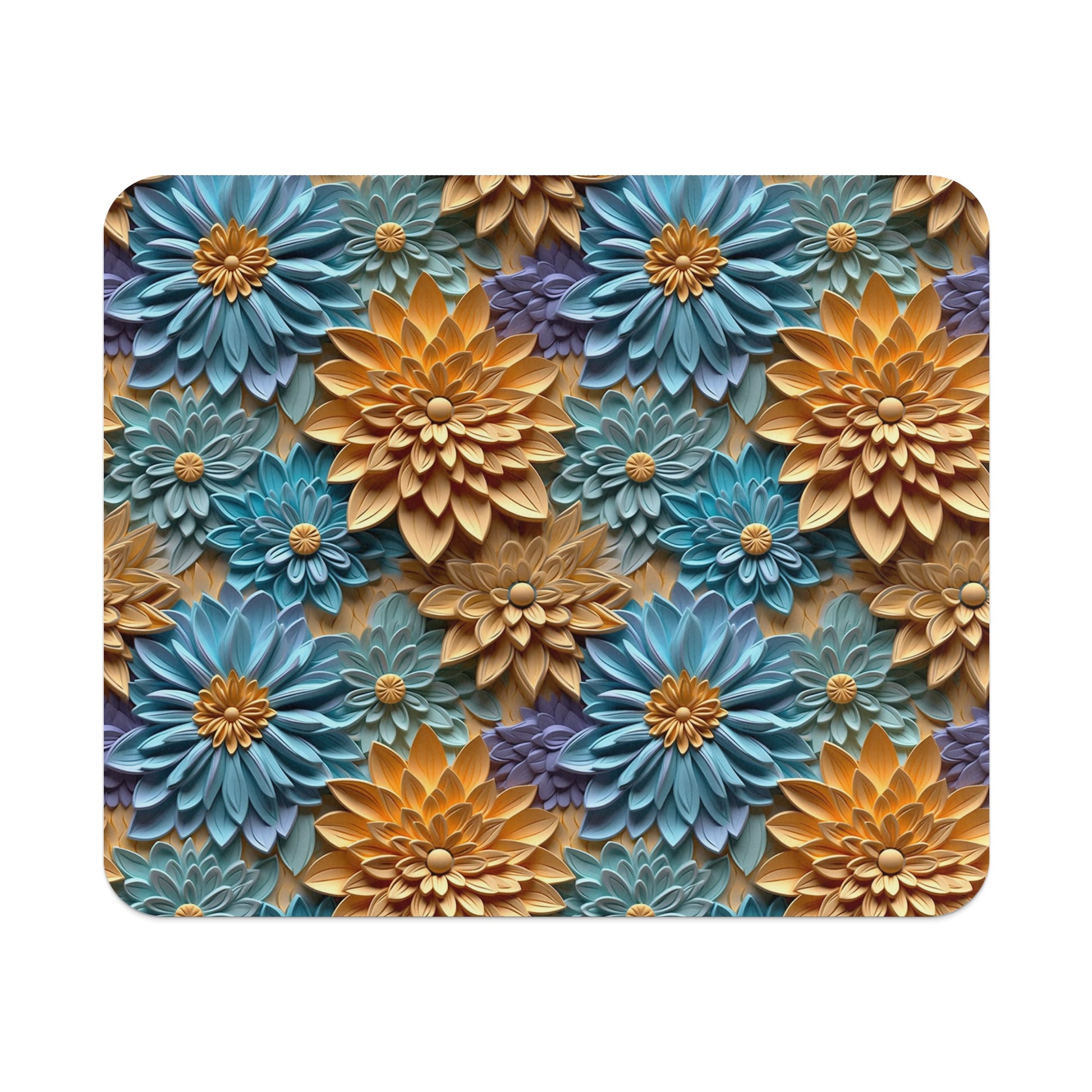 Colorful Layered Floral Design Mouse Pad