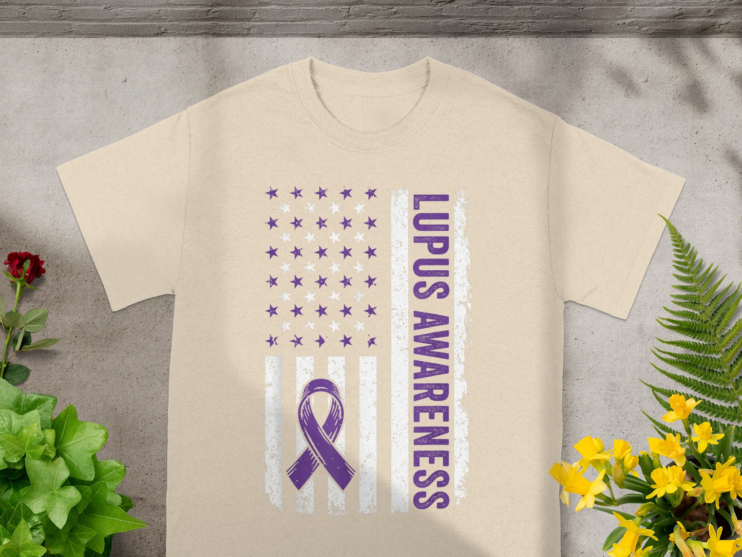 Lupus Awareness Ribbon Flag Design T-Shirt