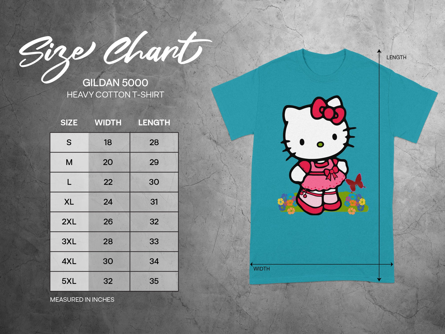 Hello Kitty GILDAN 5000 T-shirt Size Chart product type