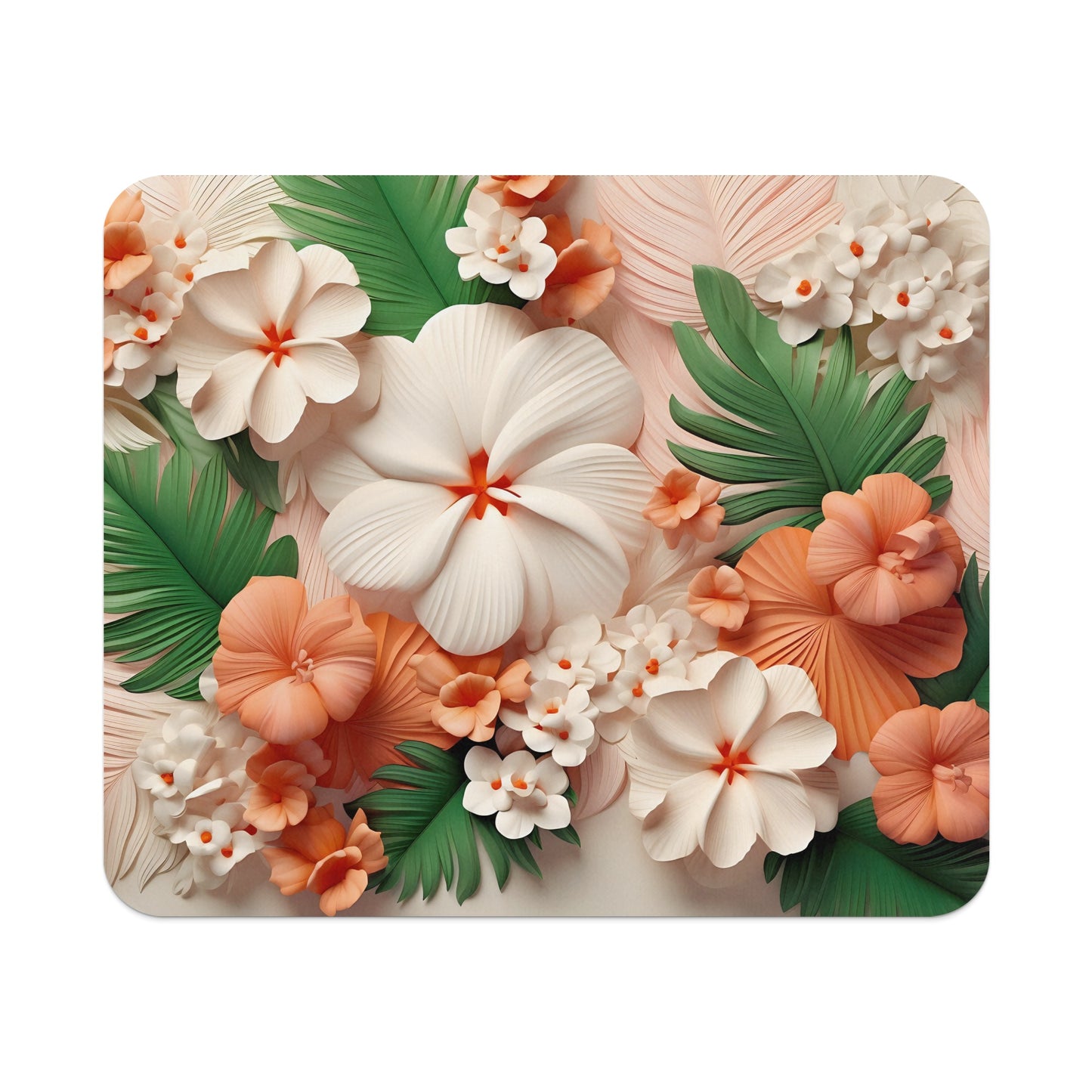 Tropical Floral Paradise Design with Green Leaves Mat