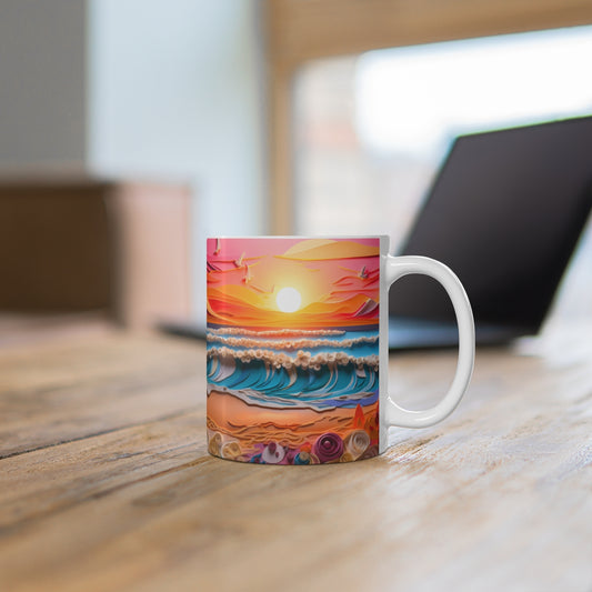 Vibrant Sunset Beach Scene Colorful Mug