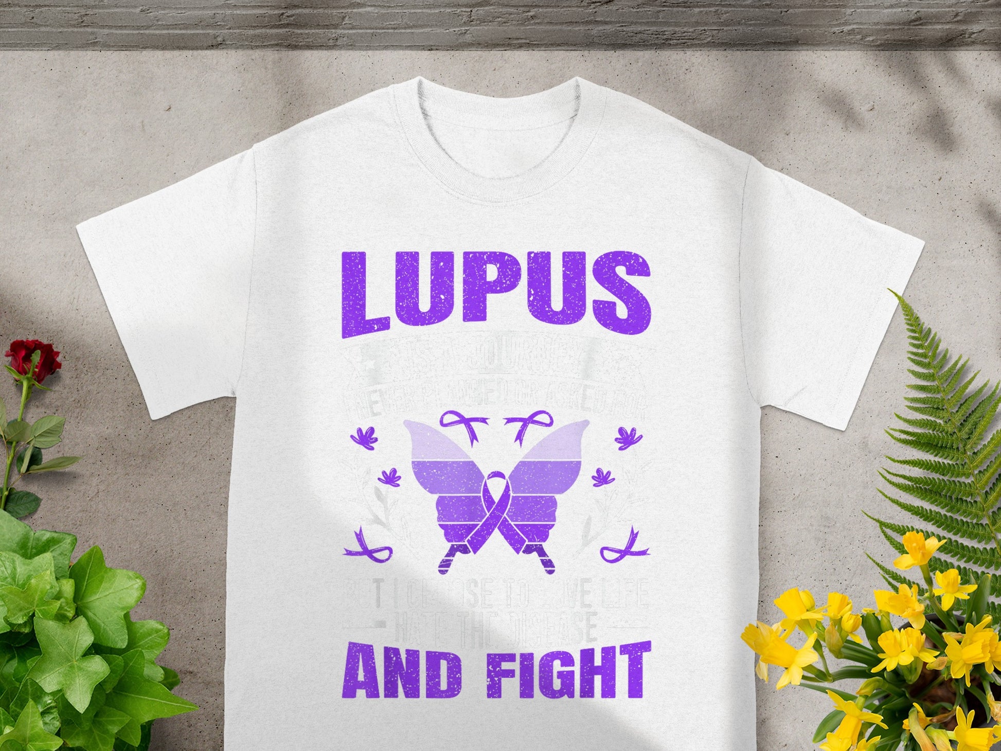 Lupus Awareness Butterfly Fight Graphic T-Shirt