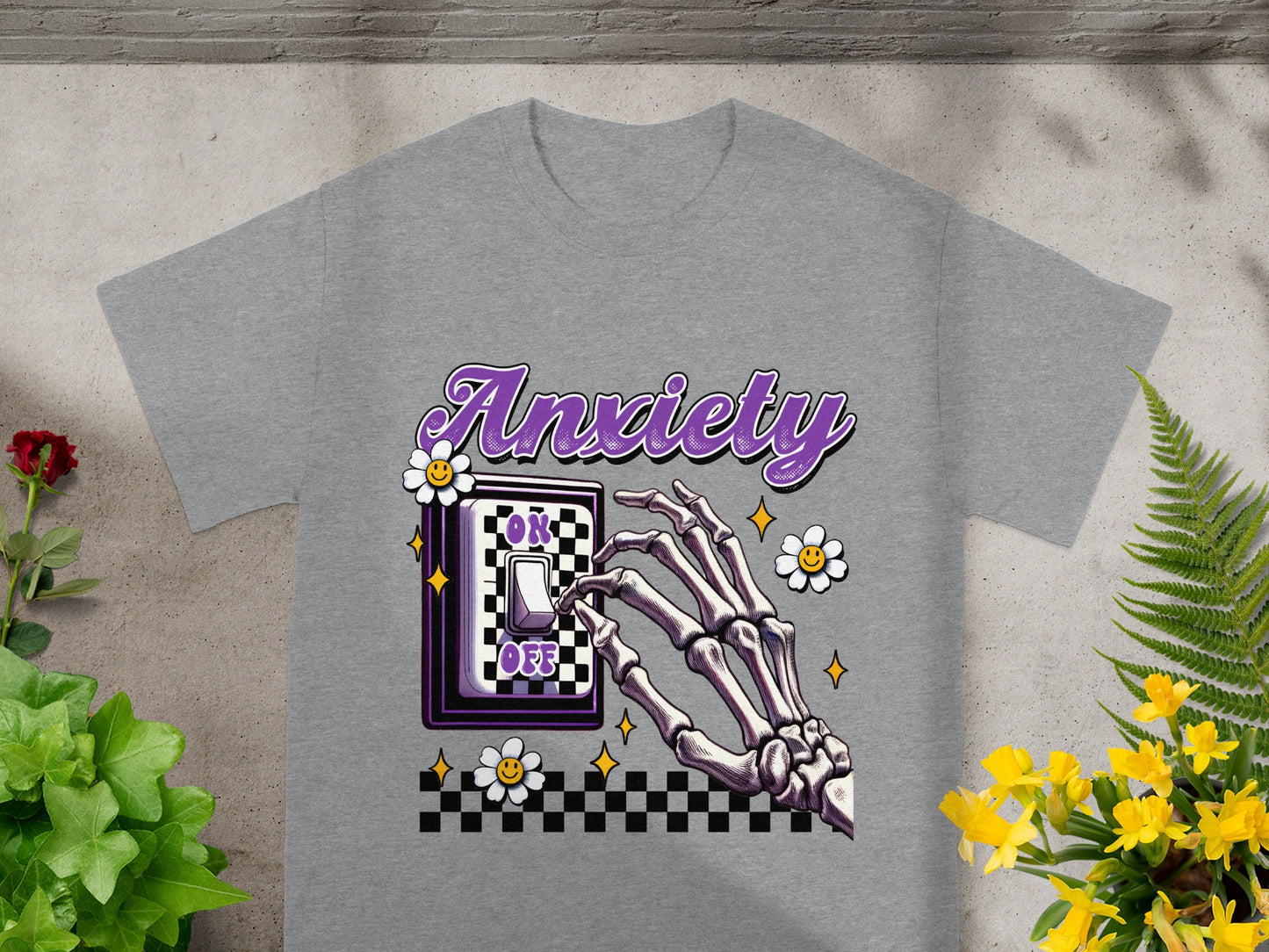 Anxiety On Off Switch Skeleton Hand Graphic Tshirt