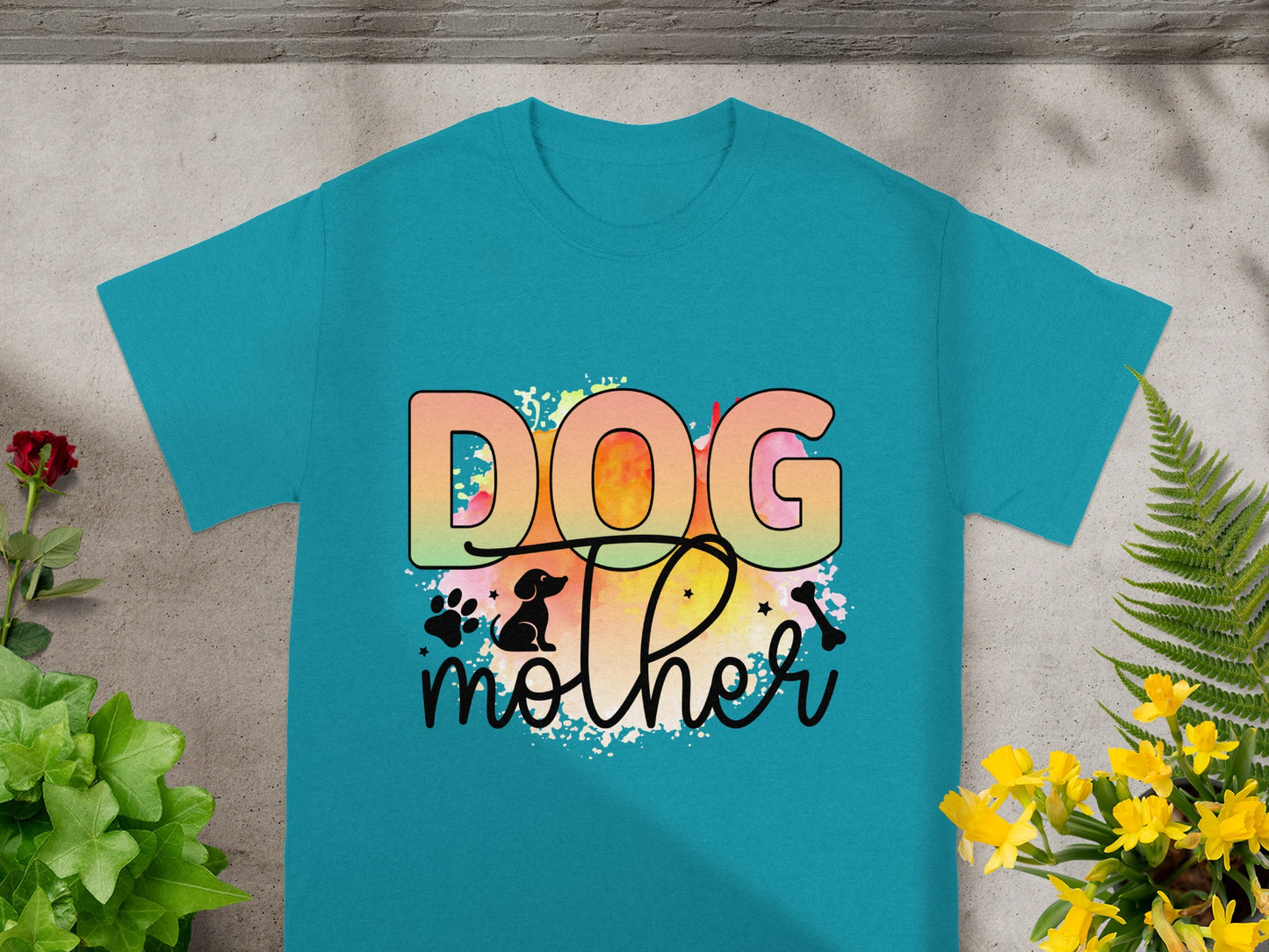 Colorful Dog Mother Graphic Print T-Shirt for Dog Lovers