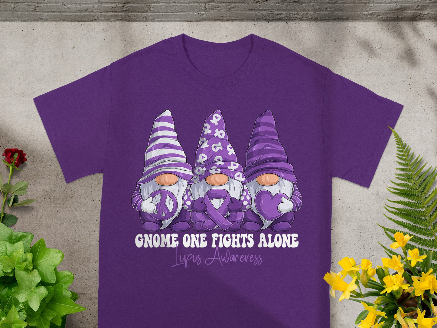 Gnome One Fights Alone Lupus Awareness T-shirt