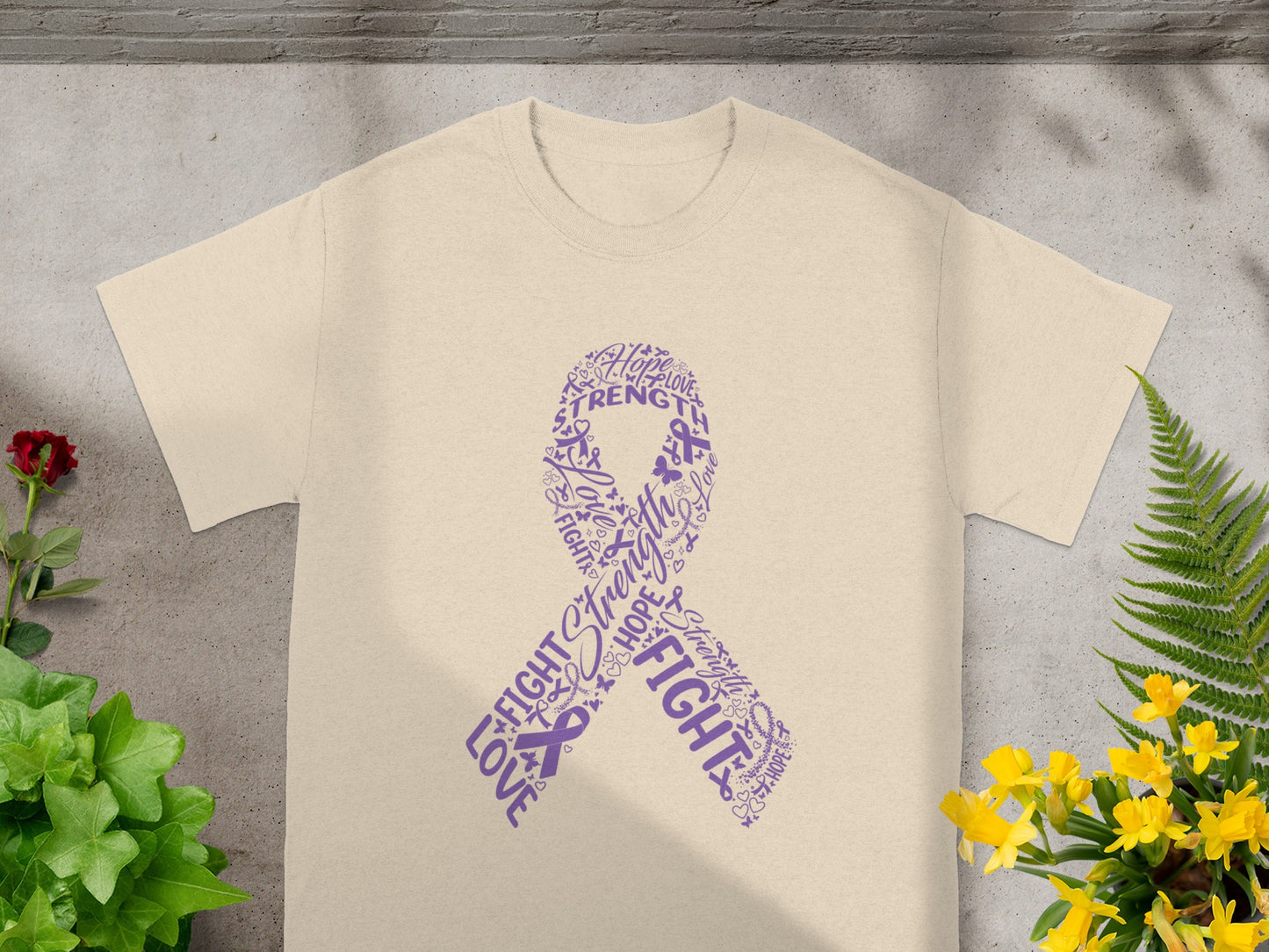 Purple Ribbon Word Cloud Design T-shirt product