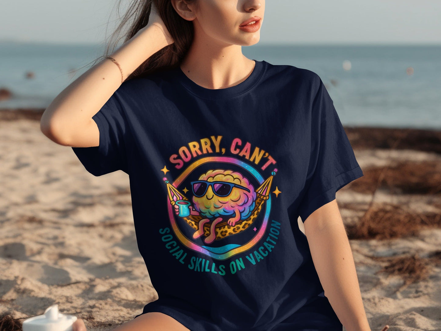 Sorry Can't Social Skills on Vacation Graphic T-Shirt