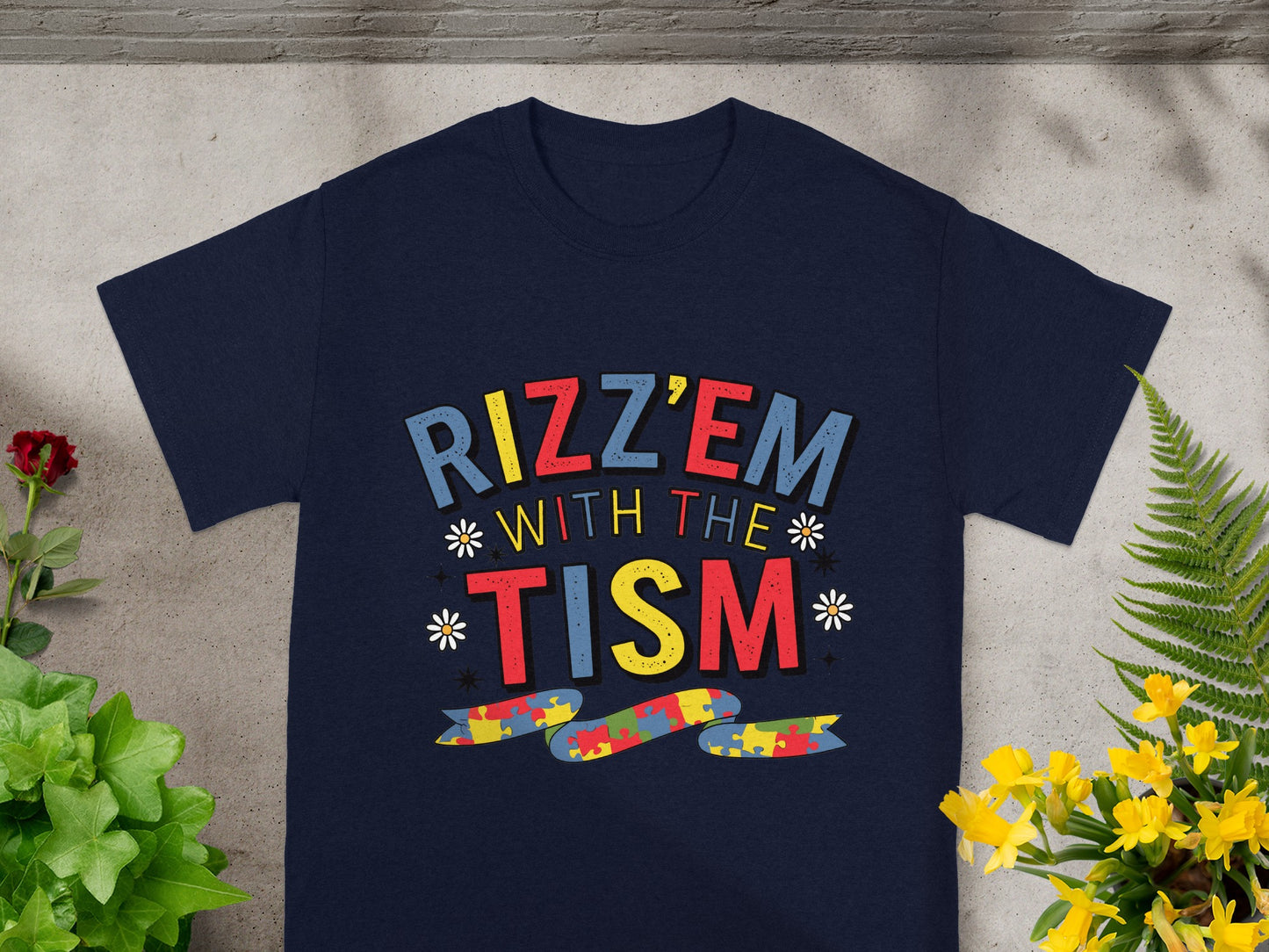 Rizz'em With The Tism Colorful Puzzle Graphic T-shirt